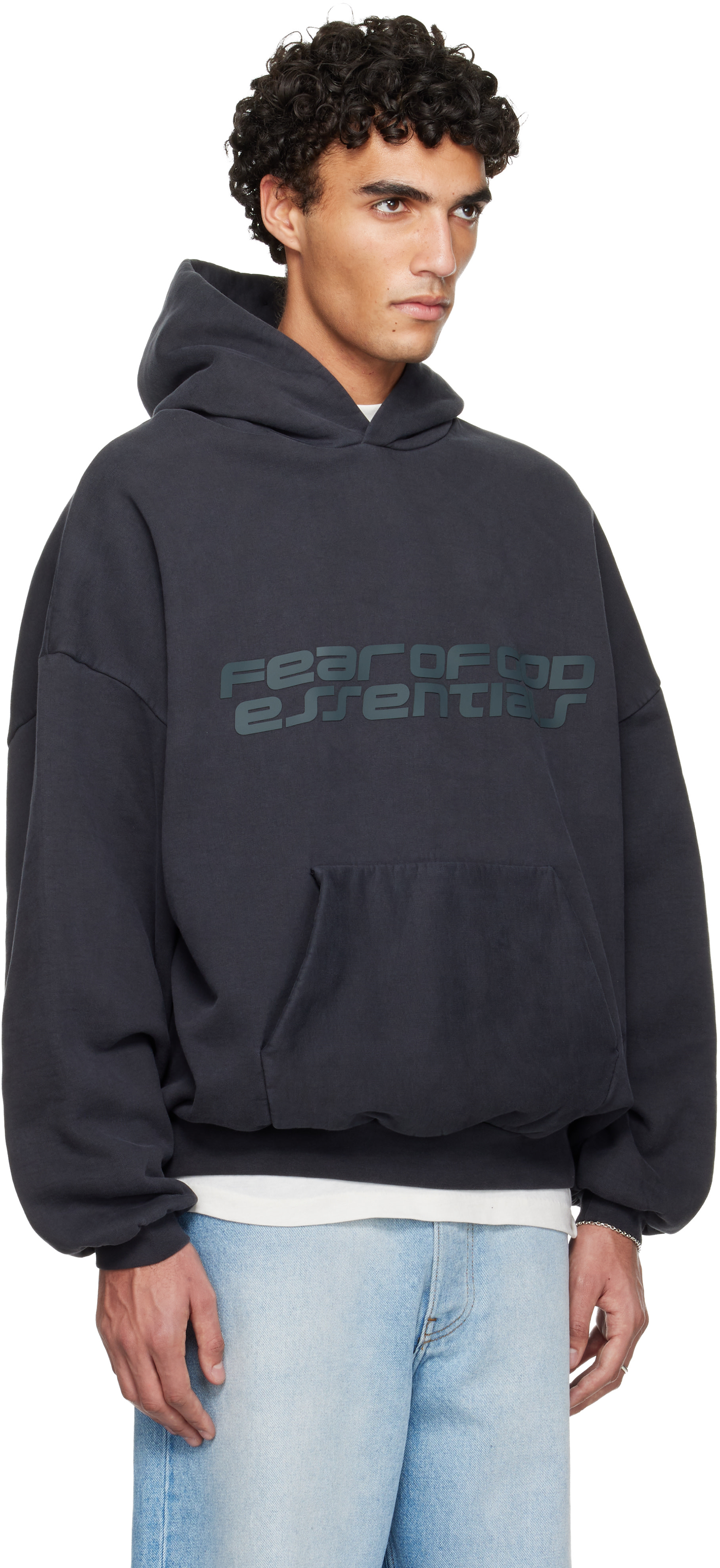Fear of God ESSENTIALS - Pull à capuche 90s noir en molleton épais - Holiday