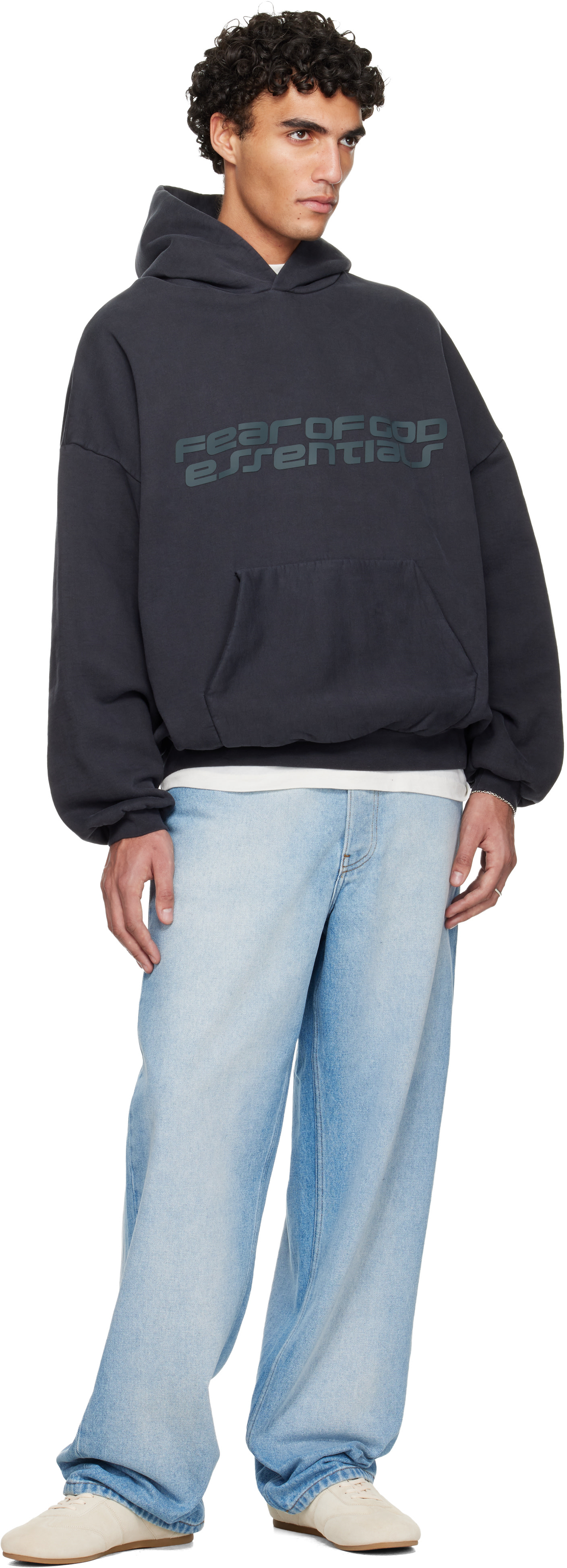 Fear of God ESSENTIALS - Pull à capuche 90s noir en molleton épais - Holiday