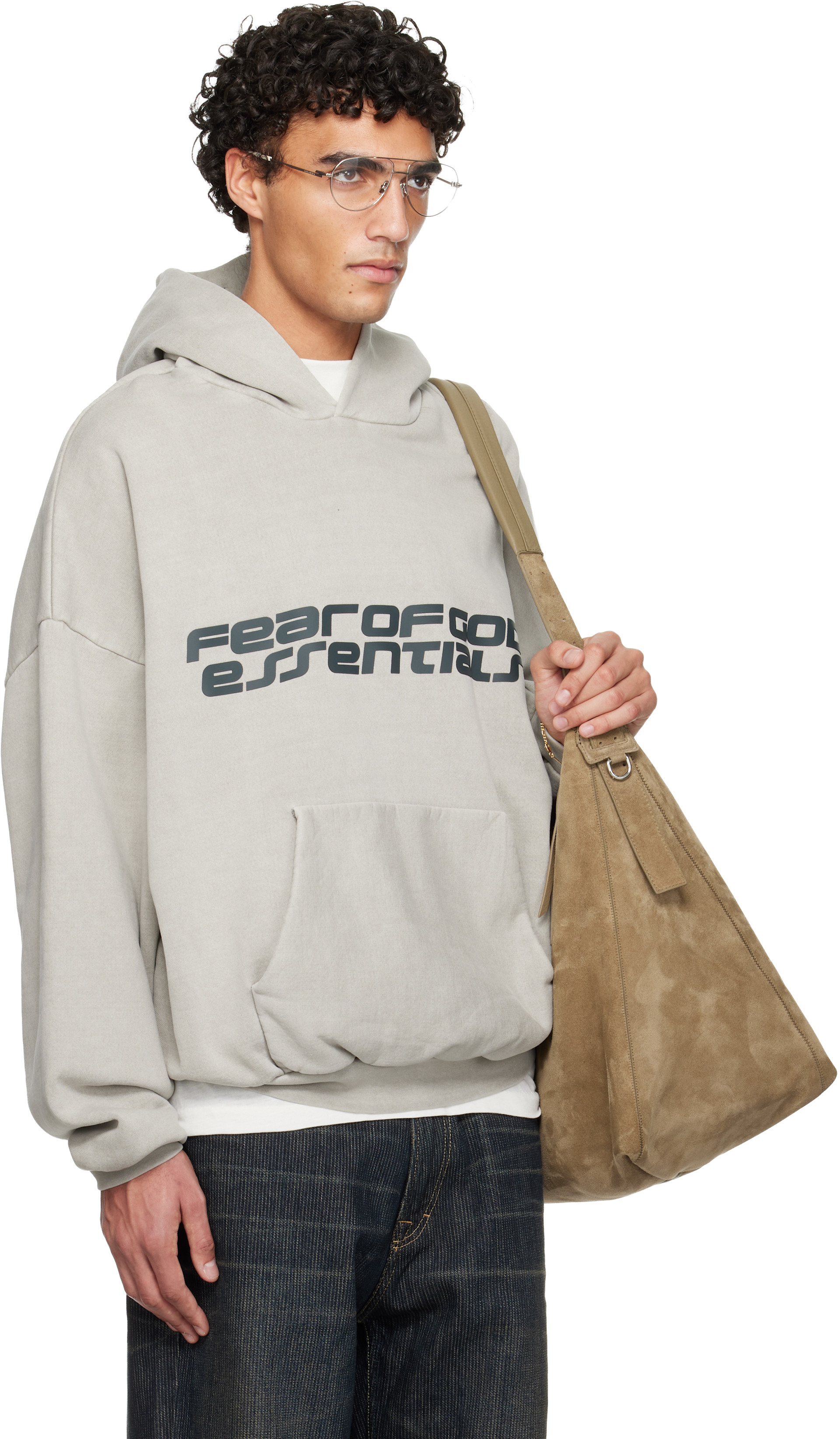 Fear of God ESSENTIALS: Gray Holiday Heavy Fleece 90s Hoodie | SSENSE