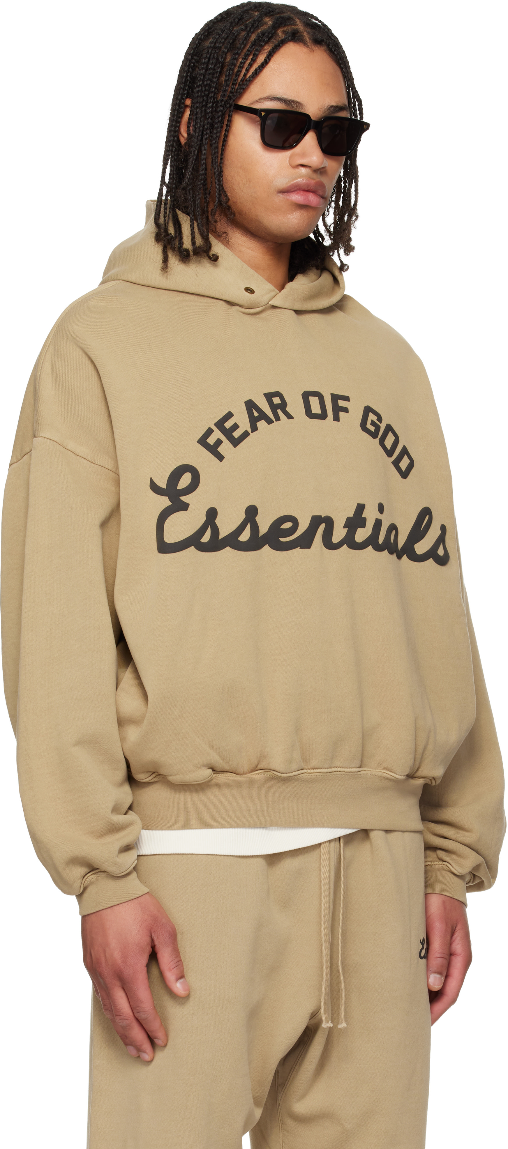 Fear of God ESSENTIALS - Pull à capuche 90s beige à logo Training