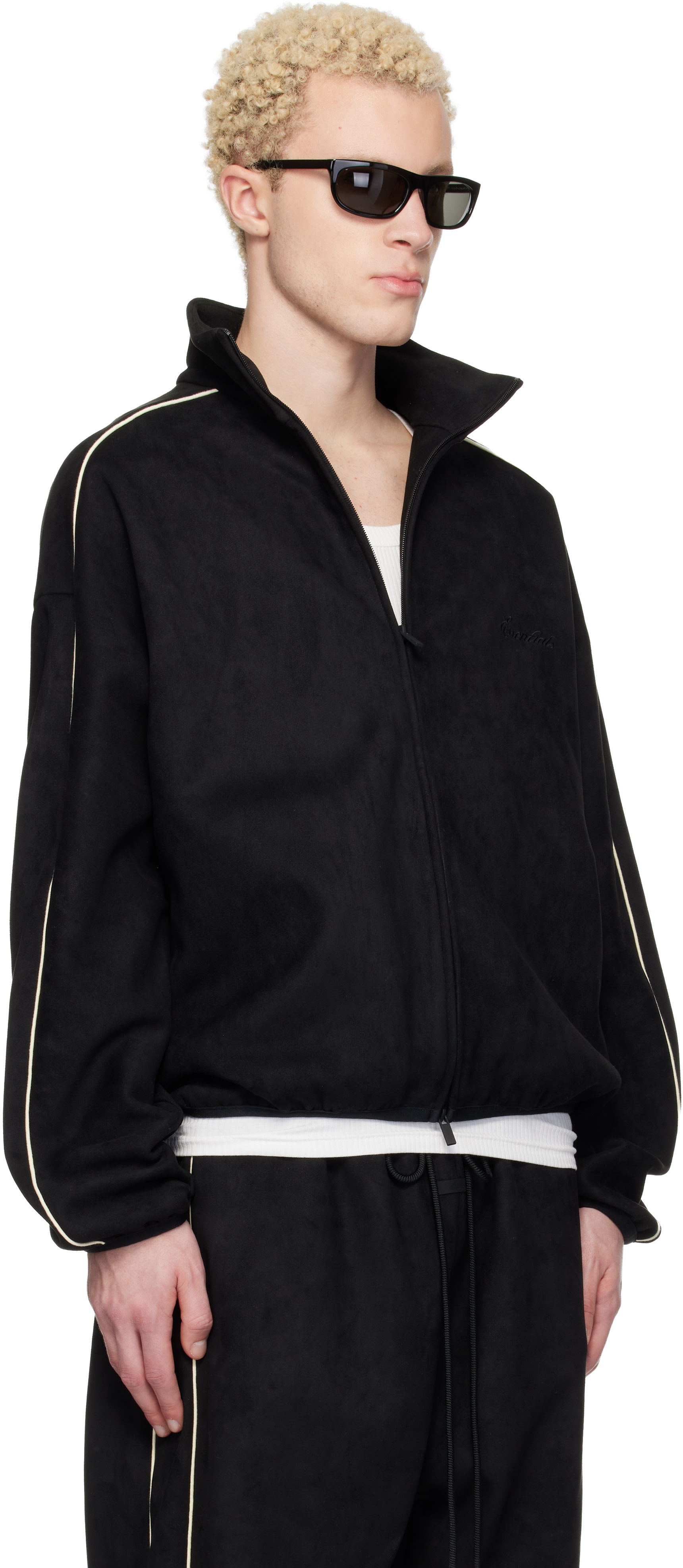 Fear of God ESSENTIALS: Black Faux-Suede Fleece Signature Modern