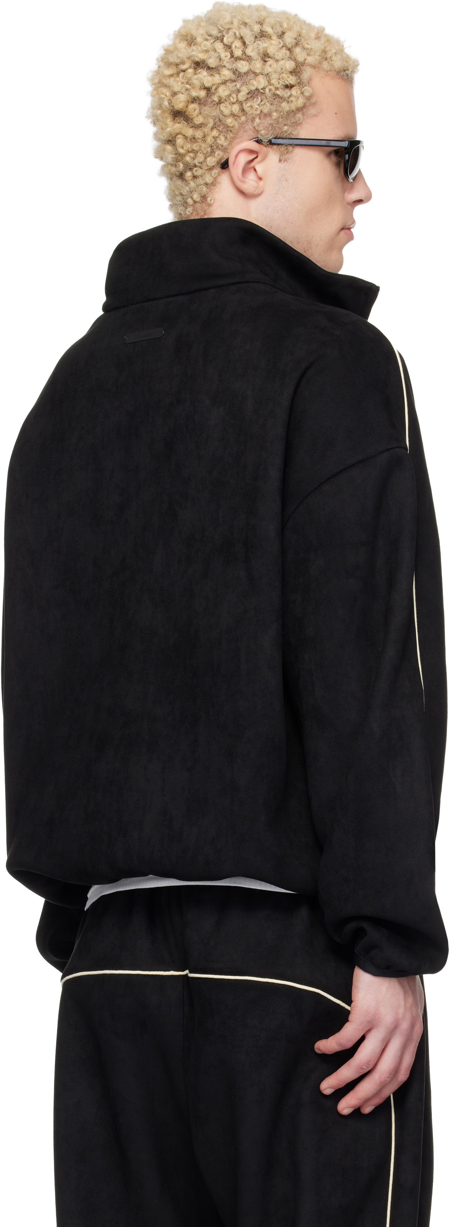 Fear of God ESSENTIALS: Black Faux-Suede Fleece Signature Modern