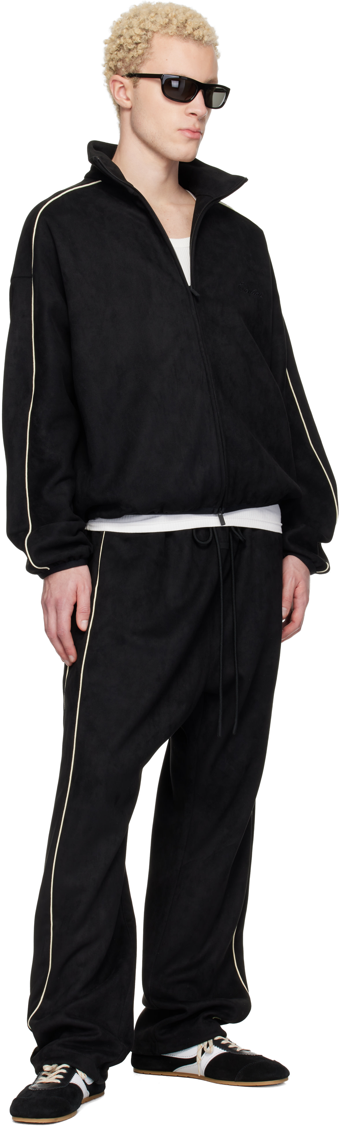 Fear of God ESSENTIALS: Black Faux-Suede Fleece Signature Modern