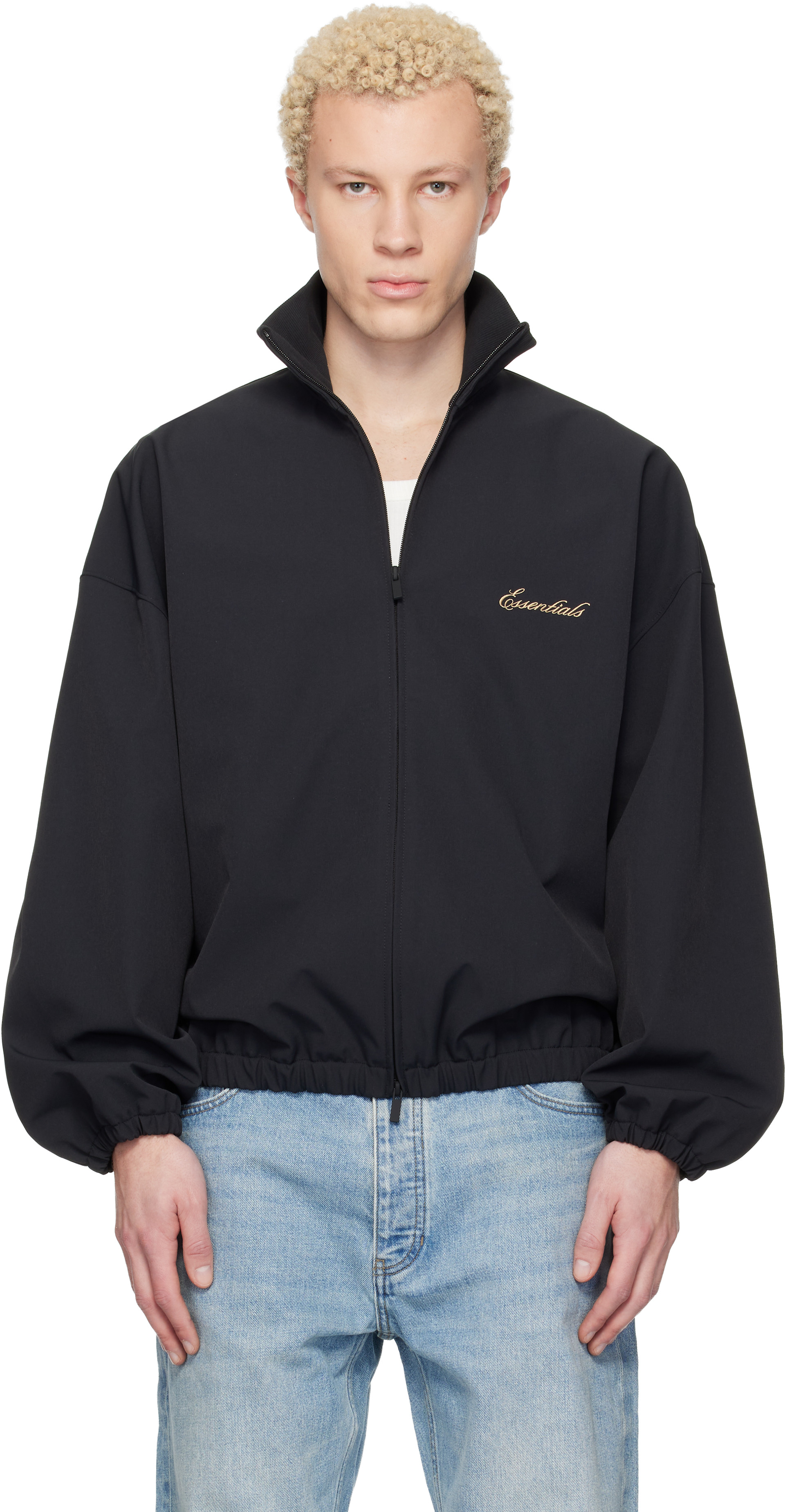 Fear of God ESSENTIALS - 블랙 시그니처 집업 트랙 재킷