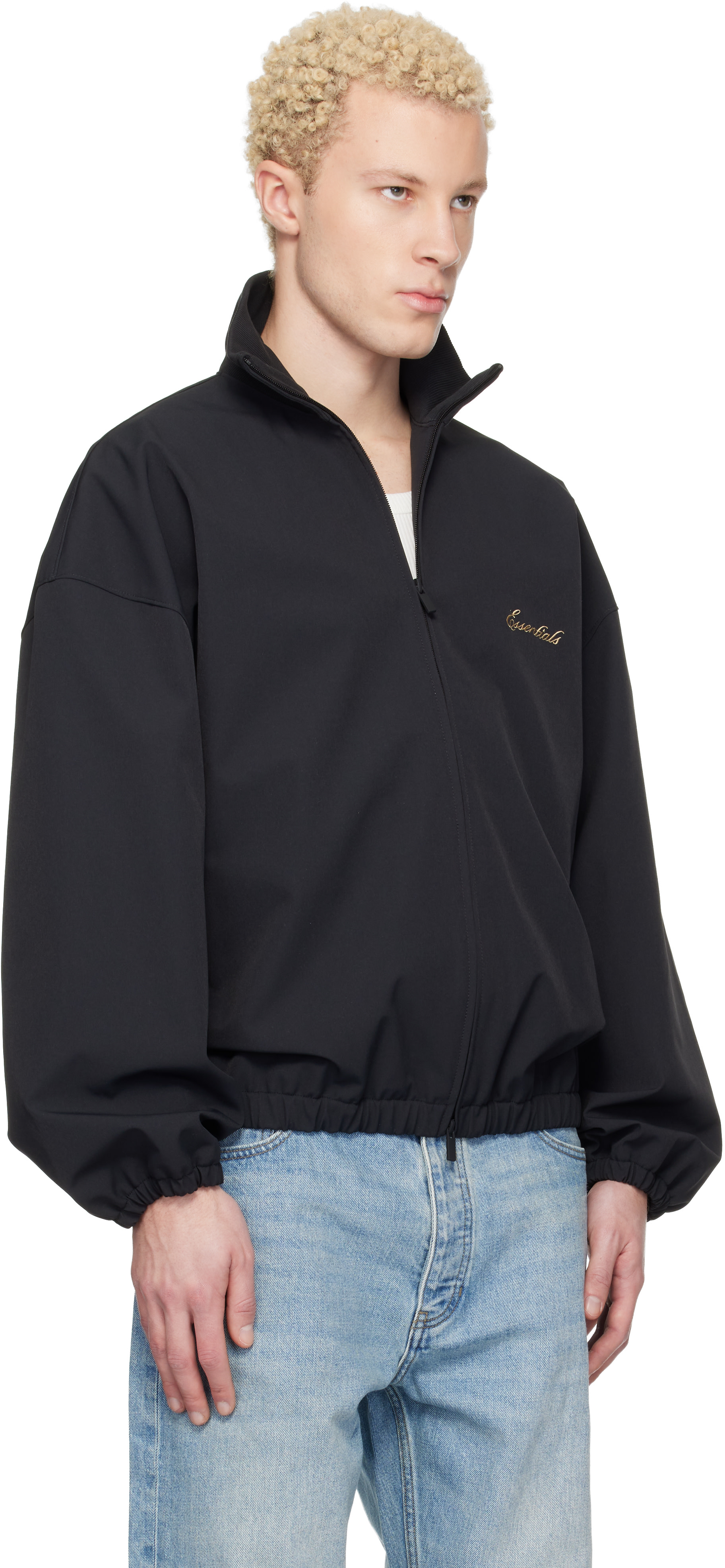 Fear of God ESSENTIALS - 블랙 시그니처 집업 트랙 재킷