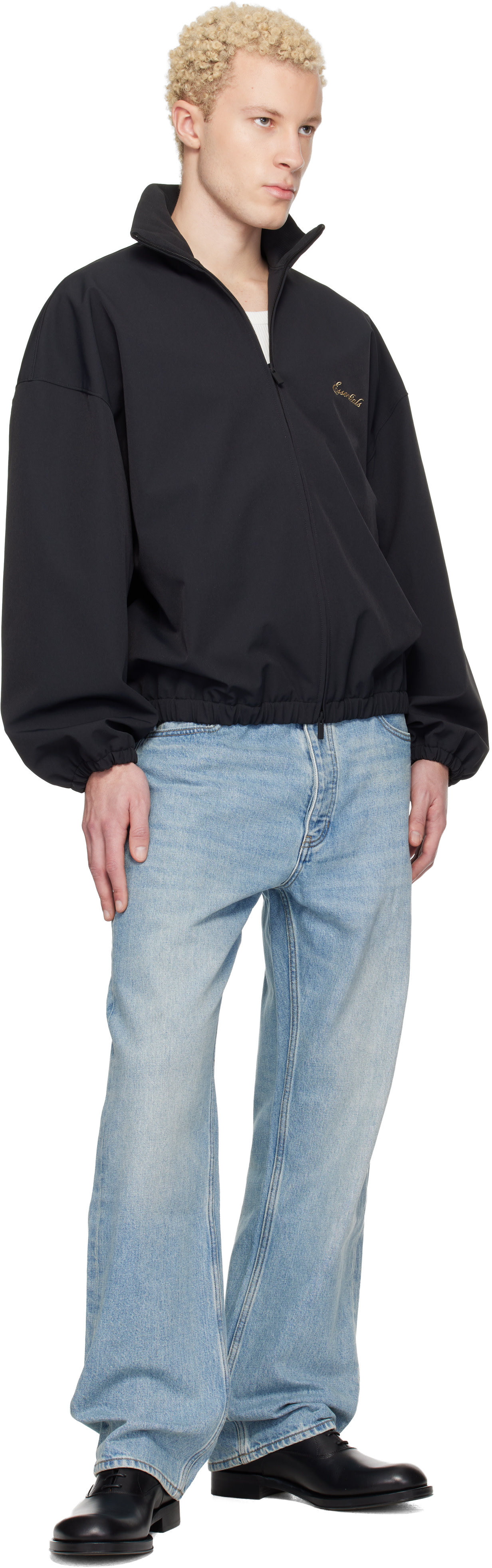 Fear of God ESSENTIALS - 블랙 시그니처 집업 트랙 재킷