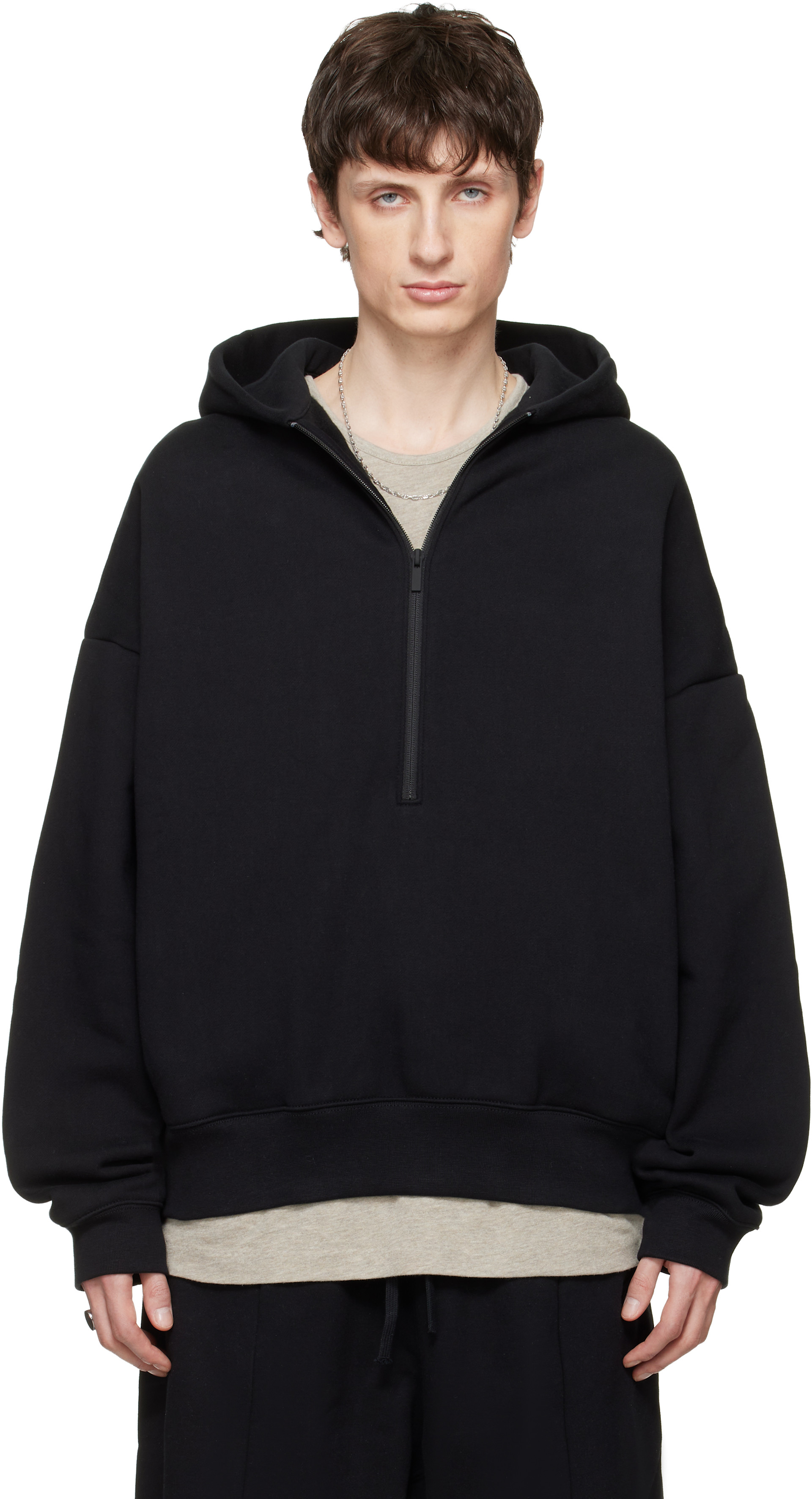 Fear of God ESSENTIALS - Pull à capuche décontracté 'Property' noir à demi-glissière