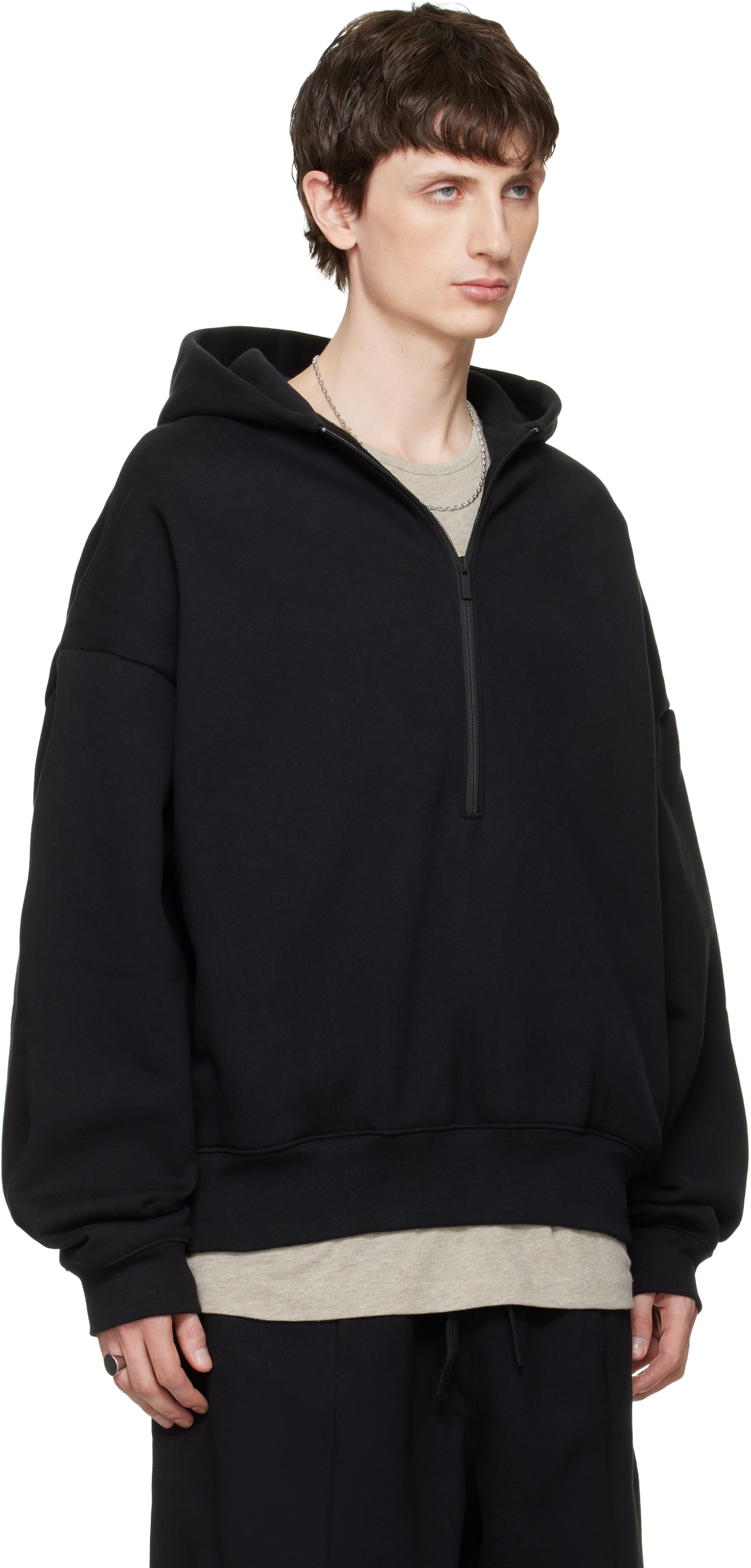 Fear of God ESSENTIALS - Pull à capuche décontracté 'Property' noir à demi-glissière