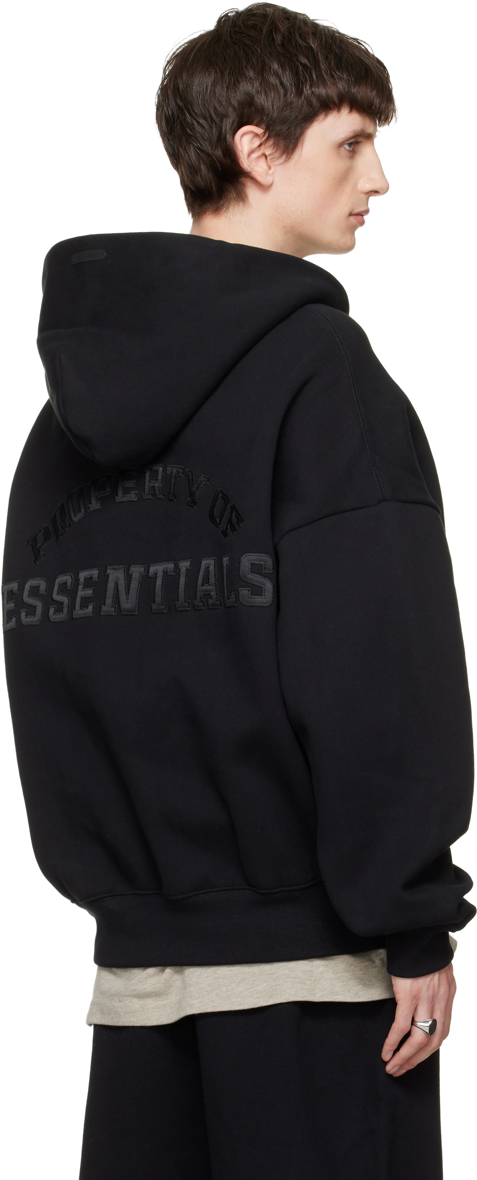 Fear of God ESSENTIALS - Pull à capuche décontracté 'Property' noir à demi-glissière