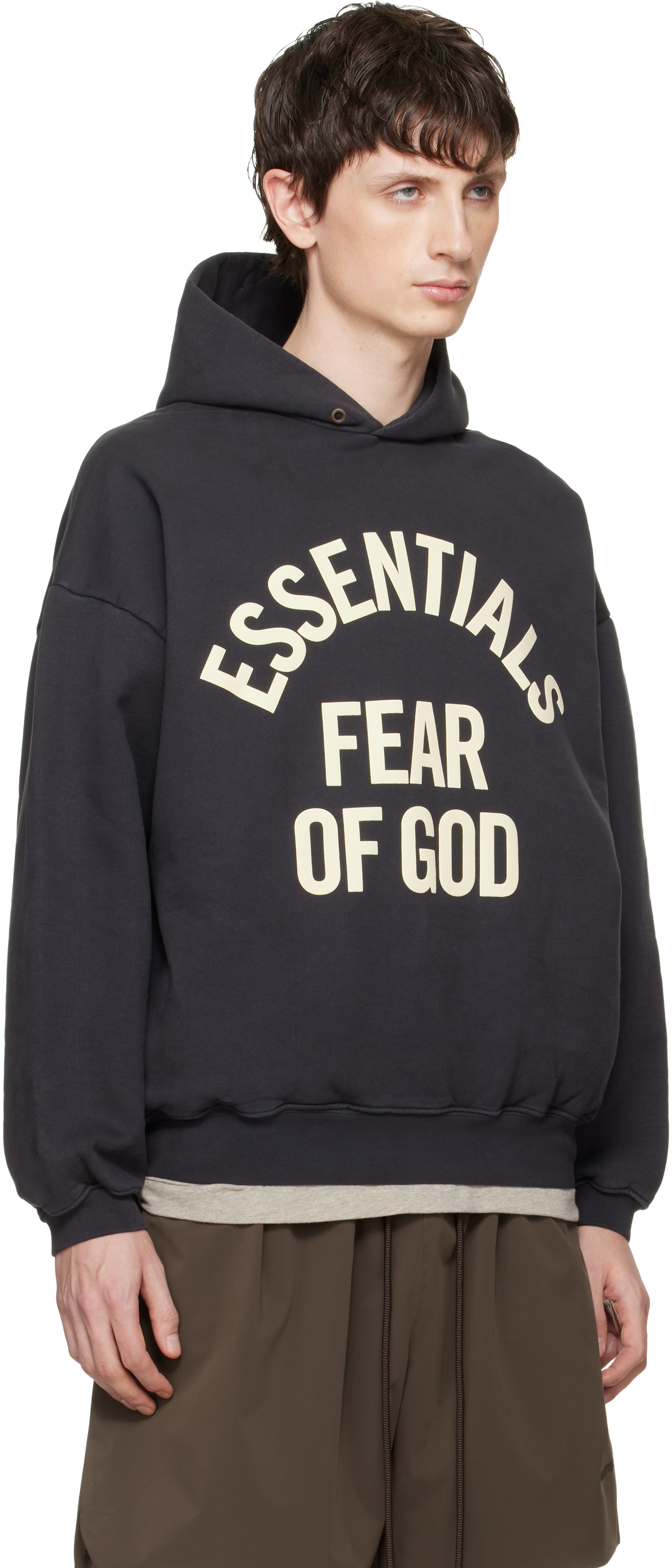 Fear of God ESSENTIALS - Pull à capuche 90s noir à logo de style collégial
