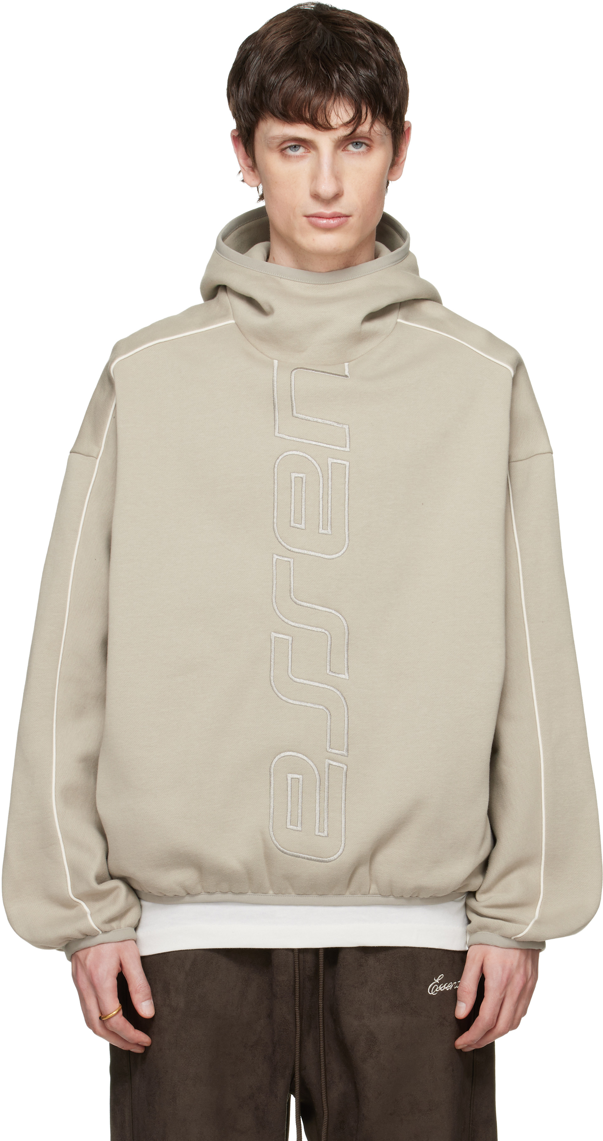 Fear of God ESSENTIALS - Pull à capuche gris en molleton à coupe moderne et à logo Active Trace