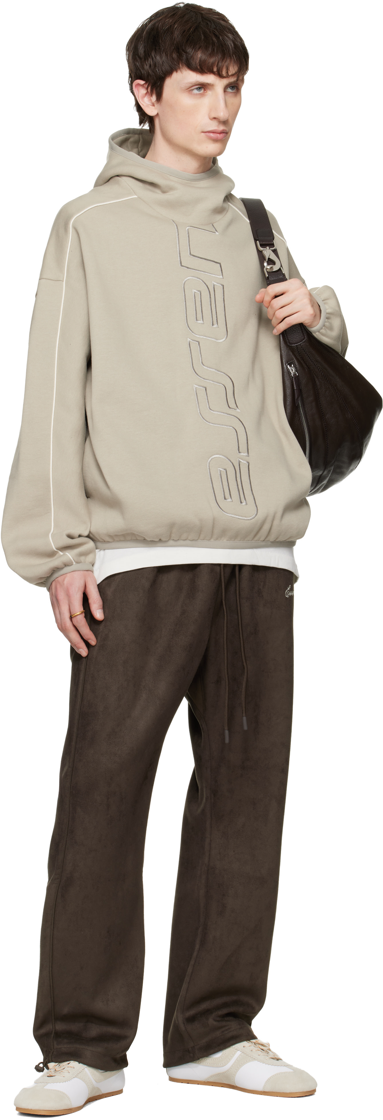 Fear of God ESSENTIALS - Pull à capuche gris en molleton à coupe moderne et à logo Active Trace
