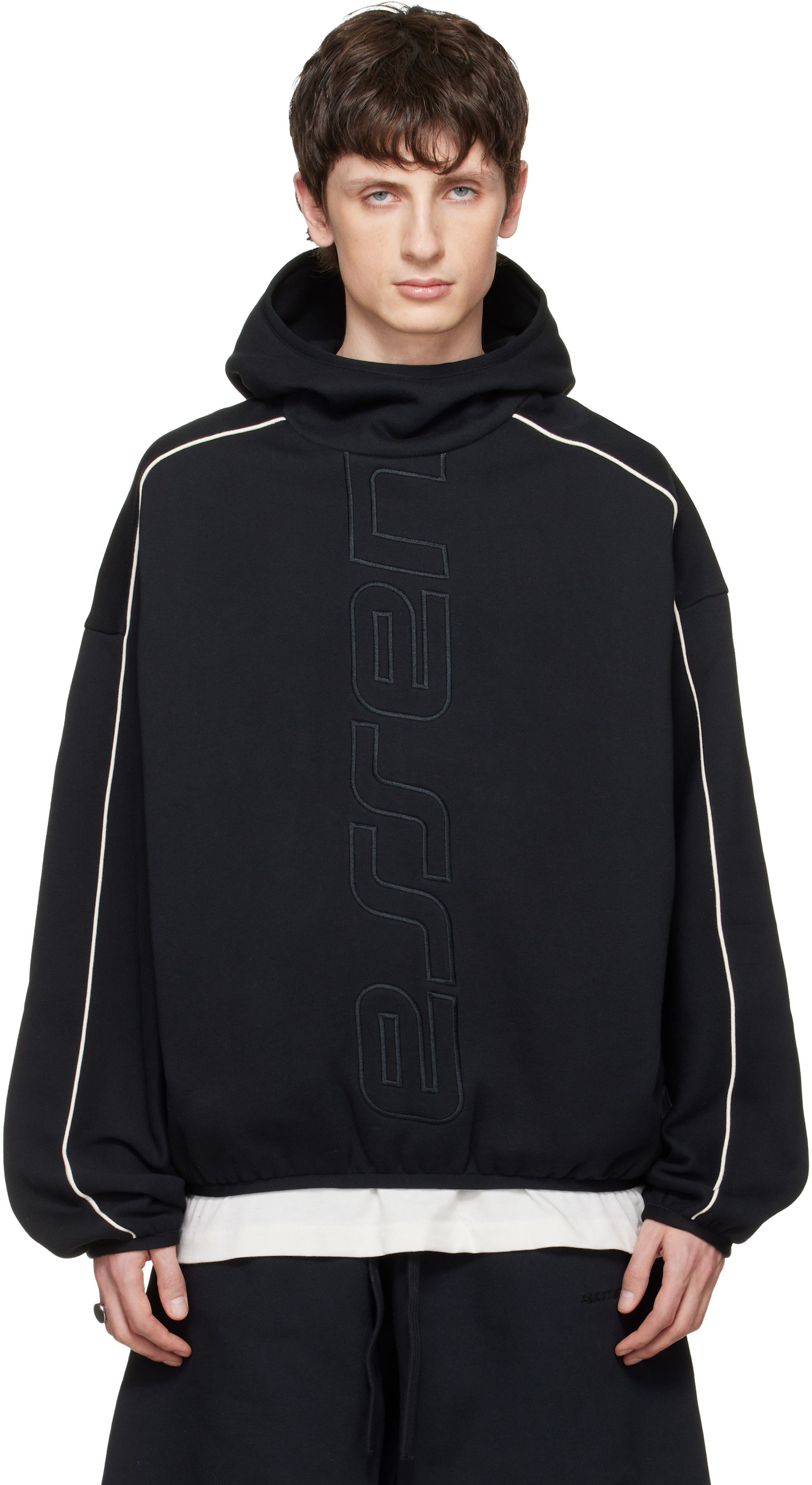 Fear of God ESSENTIALS - 블랙 액티브 트레이스 모던 플리스 후디