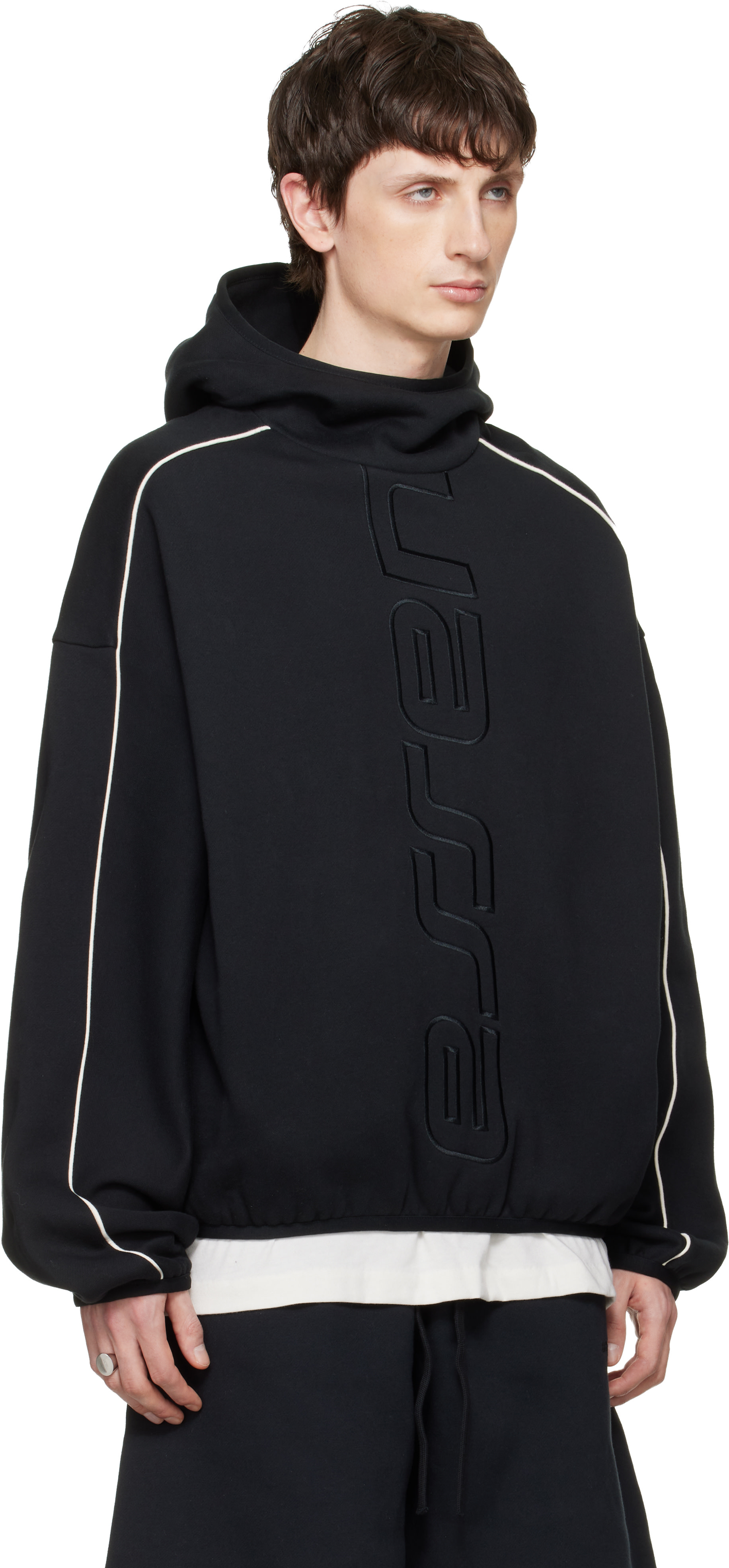 Fear of God ESSENTIALS - 블랙 액티브 트레이스 모던 플리스 후디