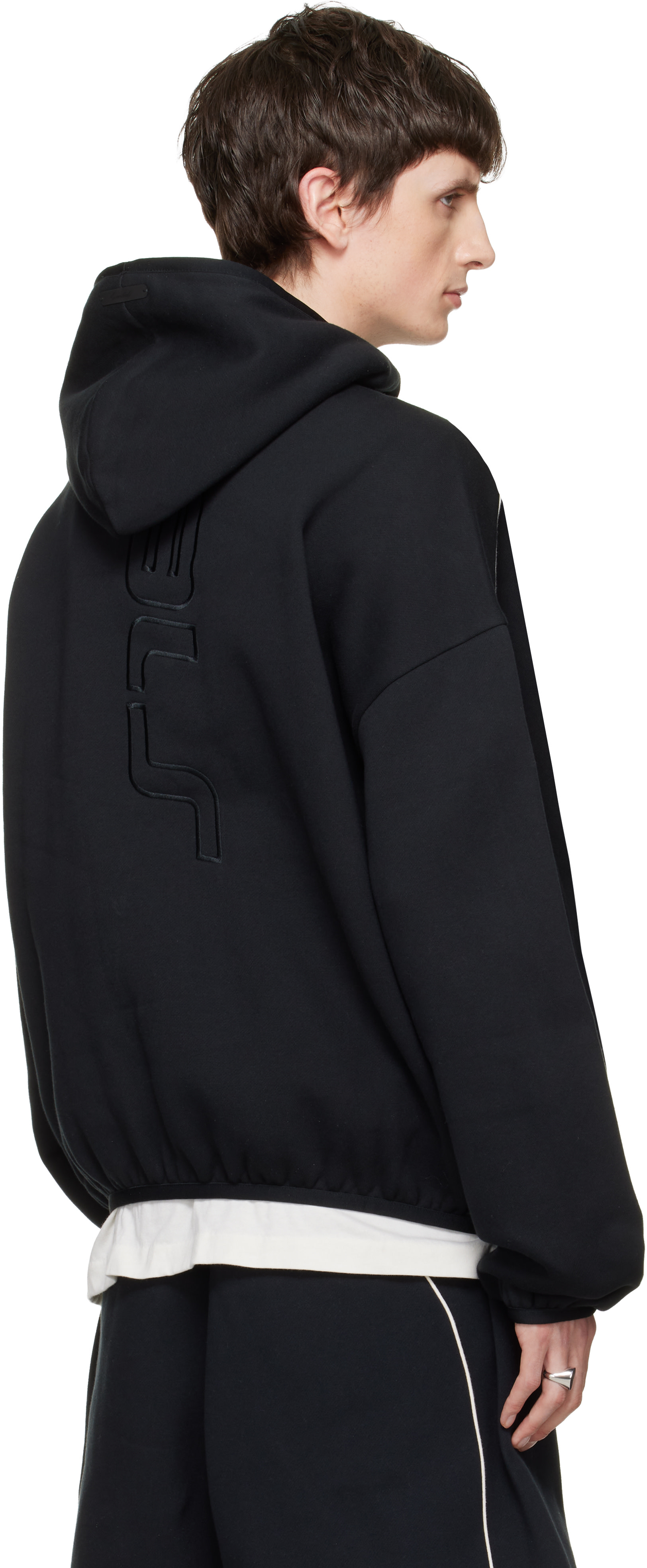 Fear of God ESSENTIALS - 블랙 액티브 트레이스 모던 플리스 후디