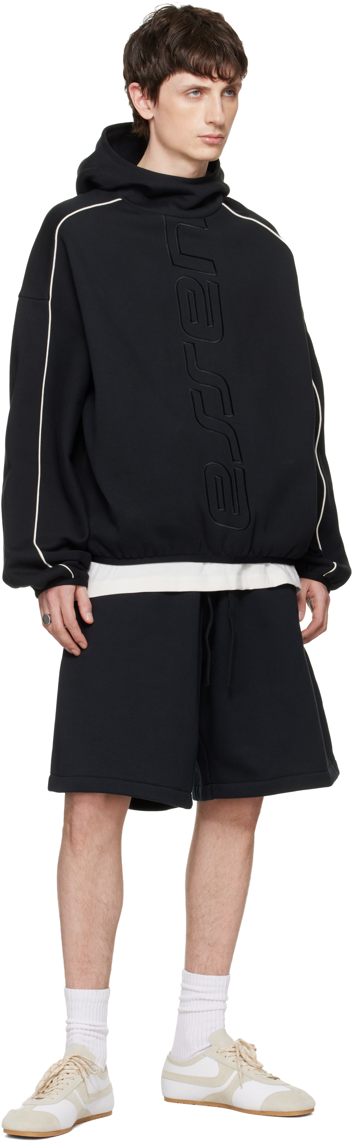 Fear of God ESSENTIALS - 블랙 액티브 트레이스 모던 플리스 후디