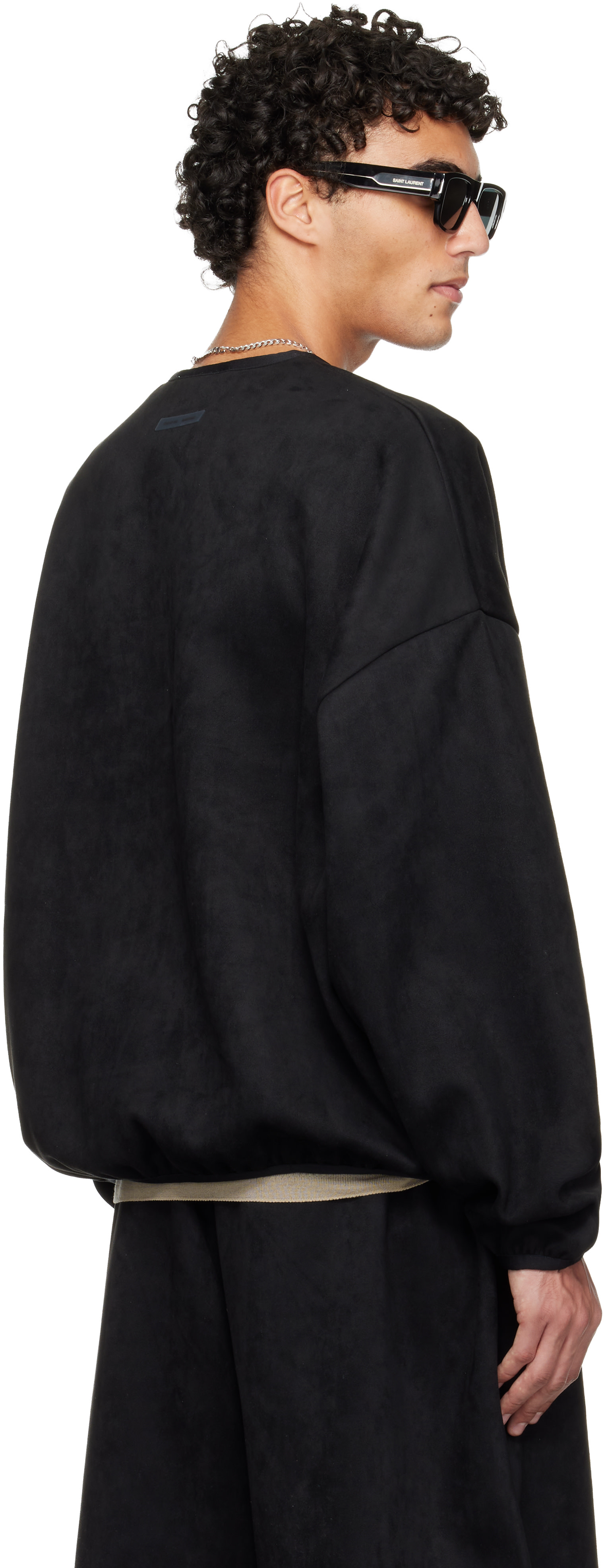 Fear of God ESSENTIALS: Black Holiday Modern Crewneck Faux-Suede