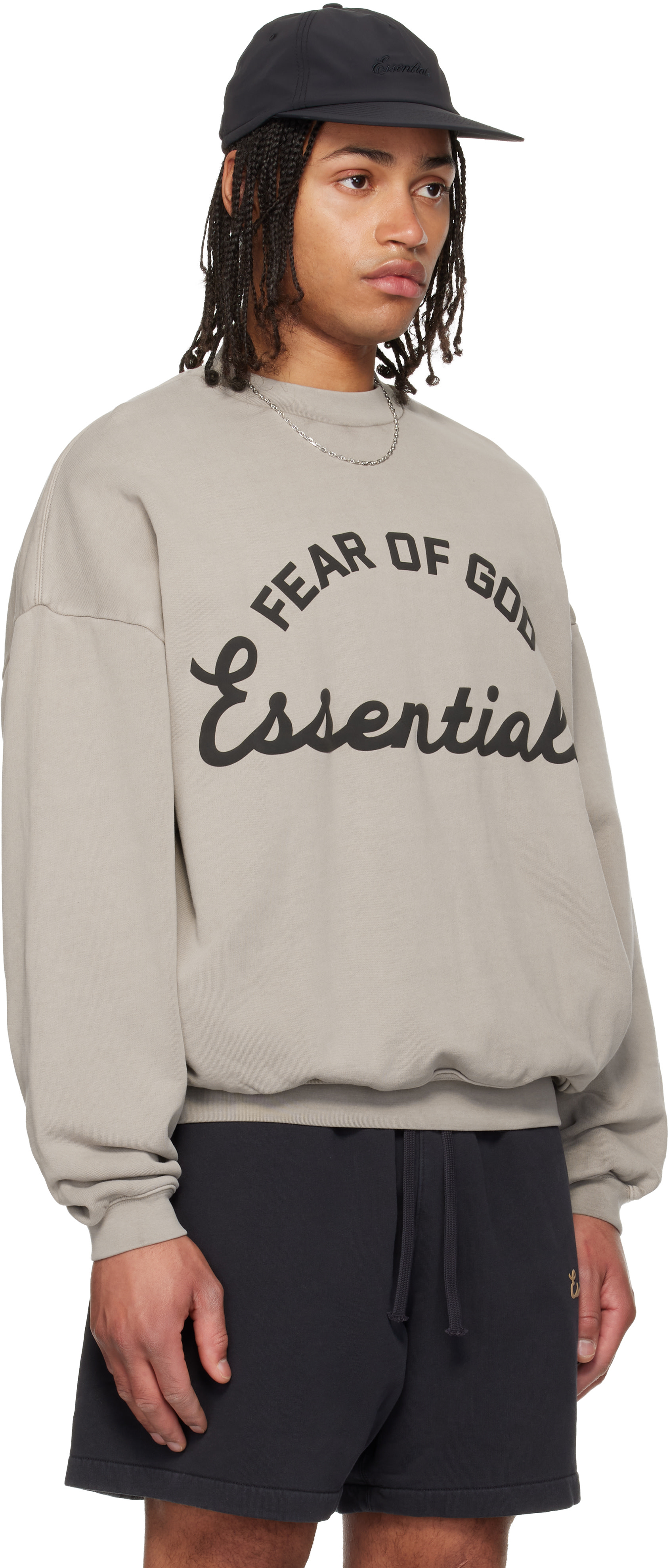 Fear of God ESSENTIALS - Pull molletonné 90s gris à logo Training et à col ras du cou