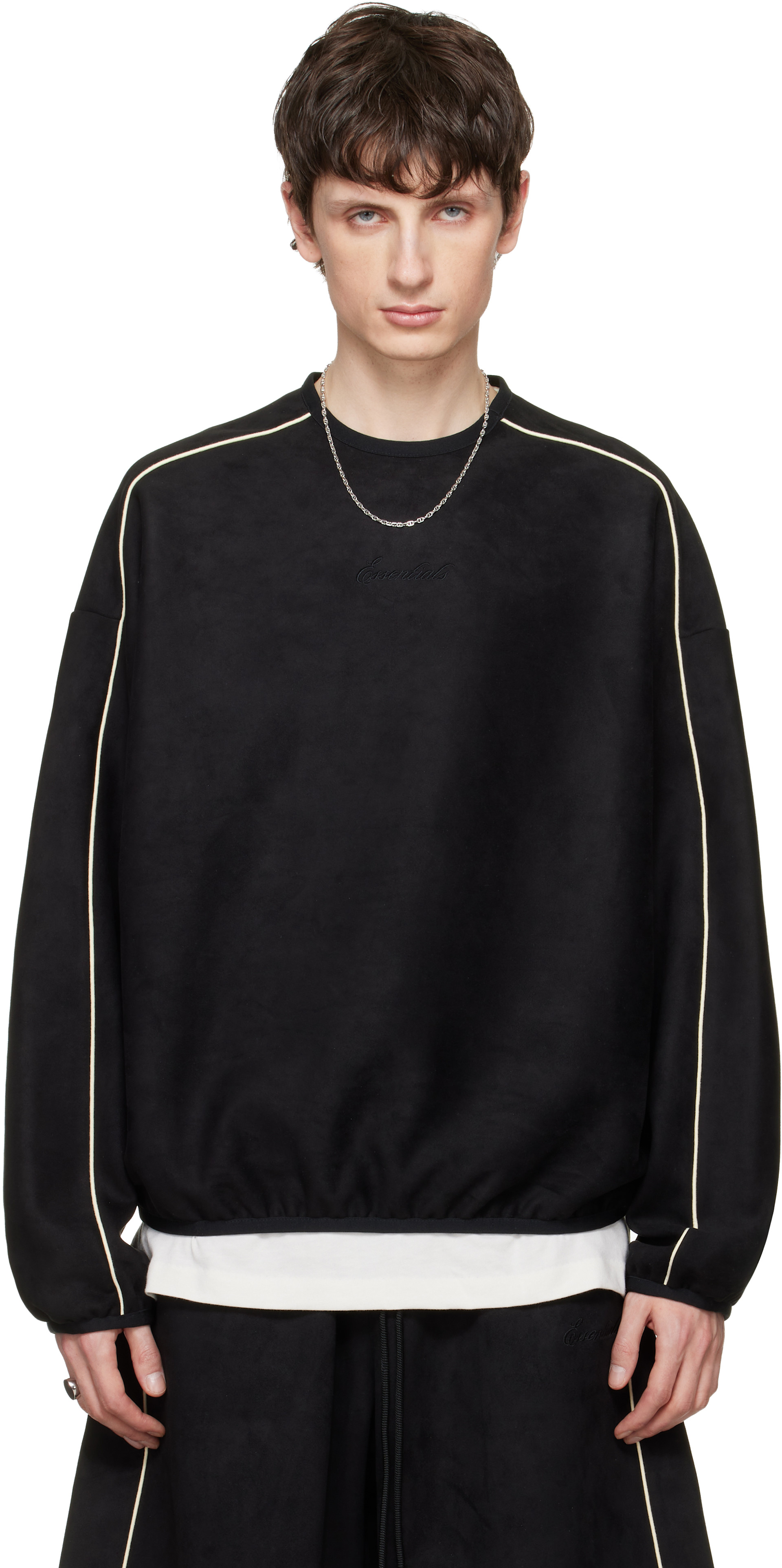 Fear of God ESSENTIALS - Pull molletonné noir en suède synthétique à coupe moderne et à logo