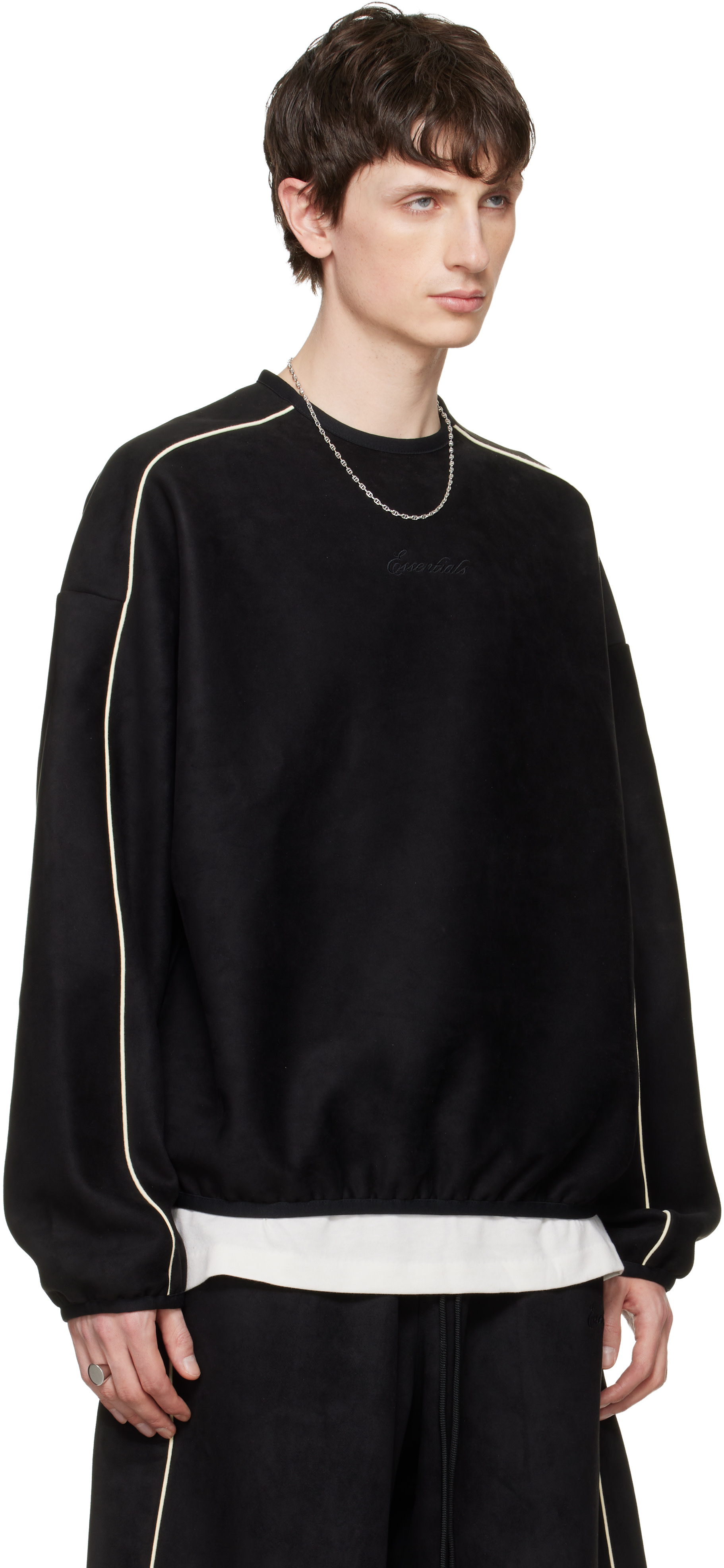 Fear of God ESSENTIALS - Pull molletonné noir en suède synthétique à coupe moderne et à logo