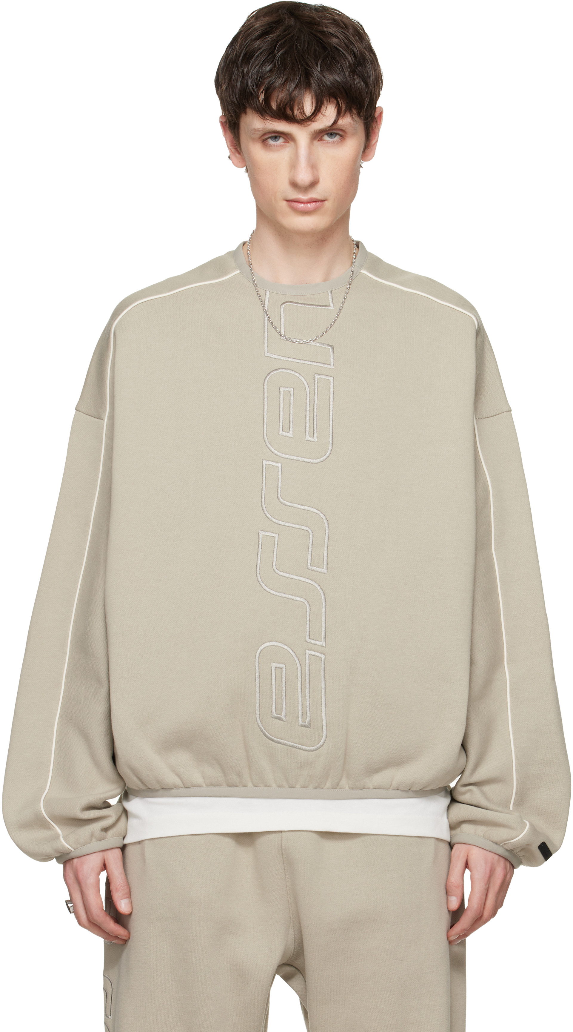 Fear of God ESSENTIALS - Pull molletonné gris à coupe moderne et à logo Active Trace