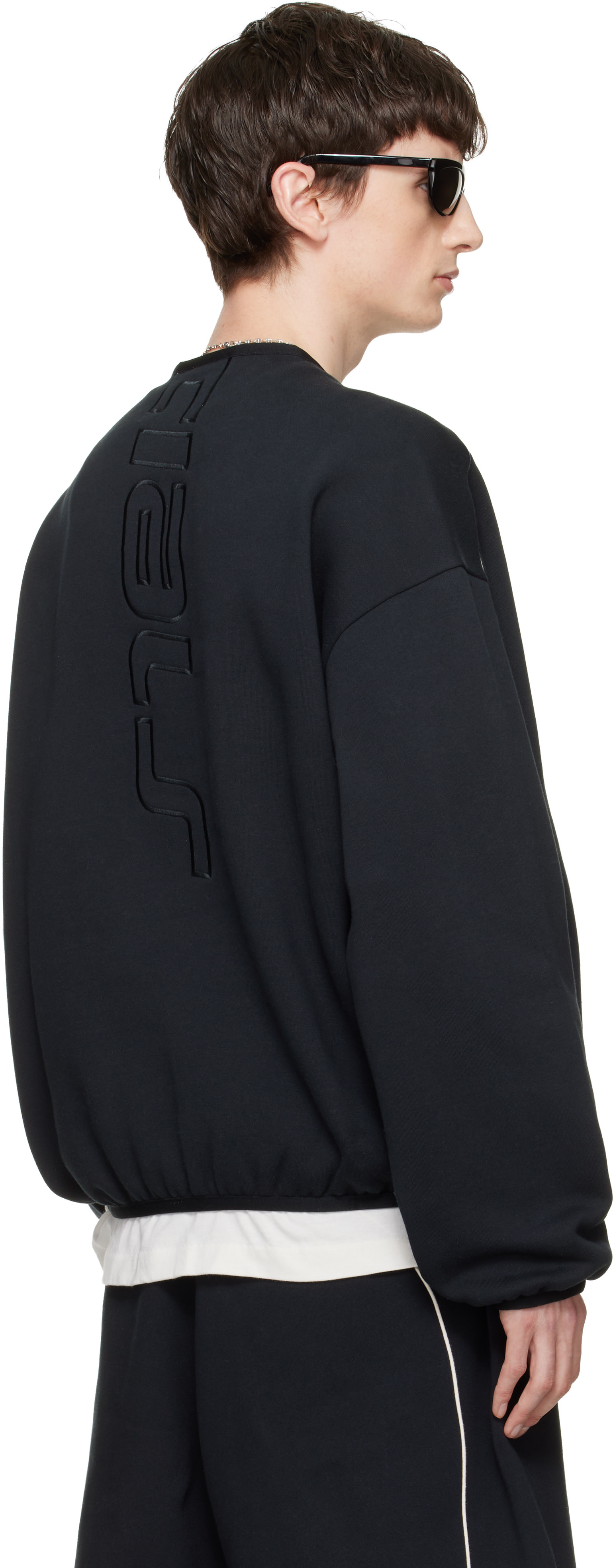 Fear of God ESSENTIALS - 블랙 액티브 트레이스 모던 크루넥 스웨트셔츠