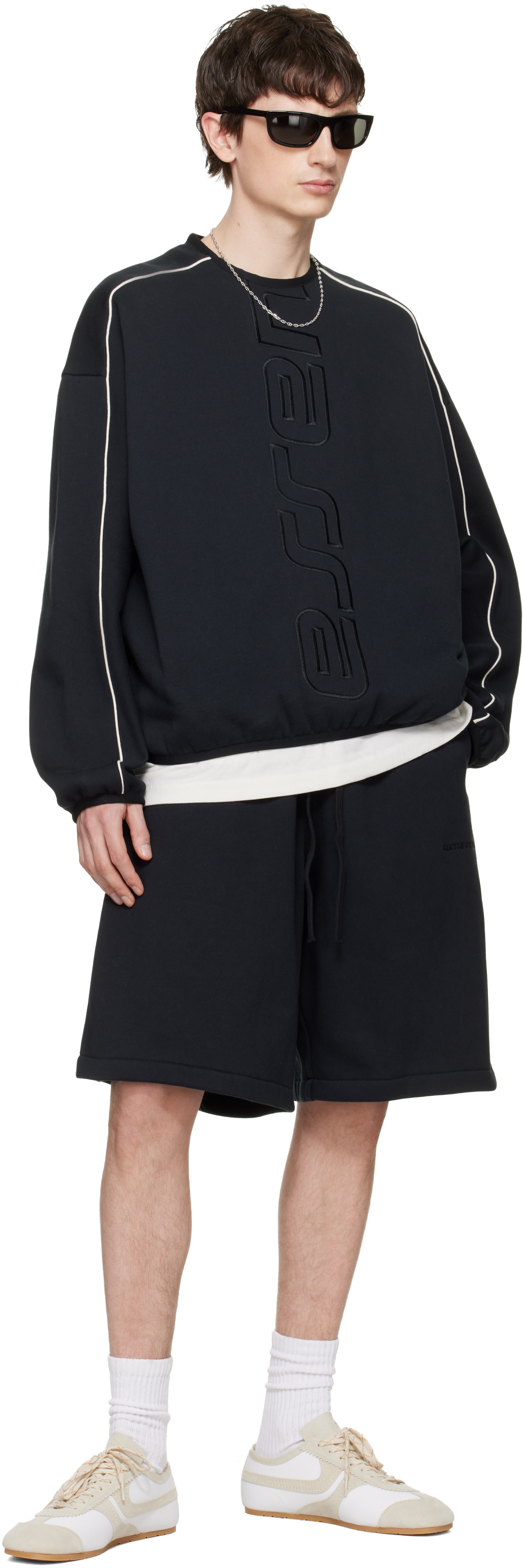 Fear of God ESSENTIALS - Pull molletonné noir à coupe moderne et à logo Active Trace
