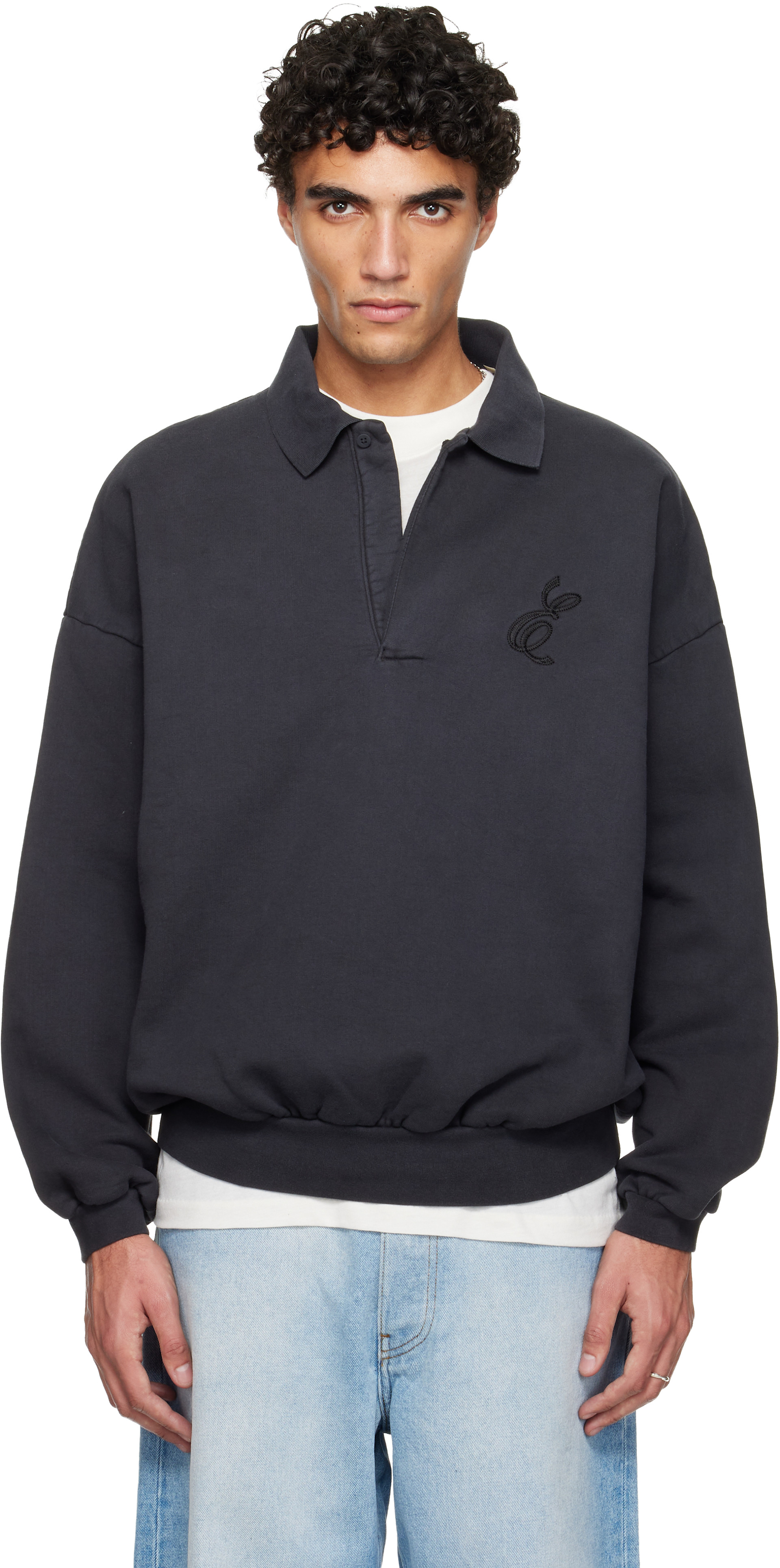 Fear of God ESSENTIALS: Black Holiday Embroidered Classic Polo