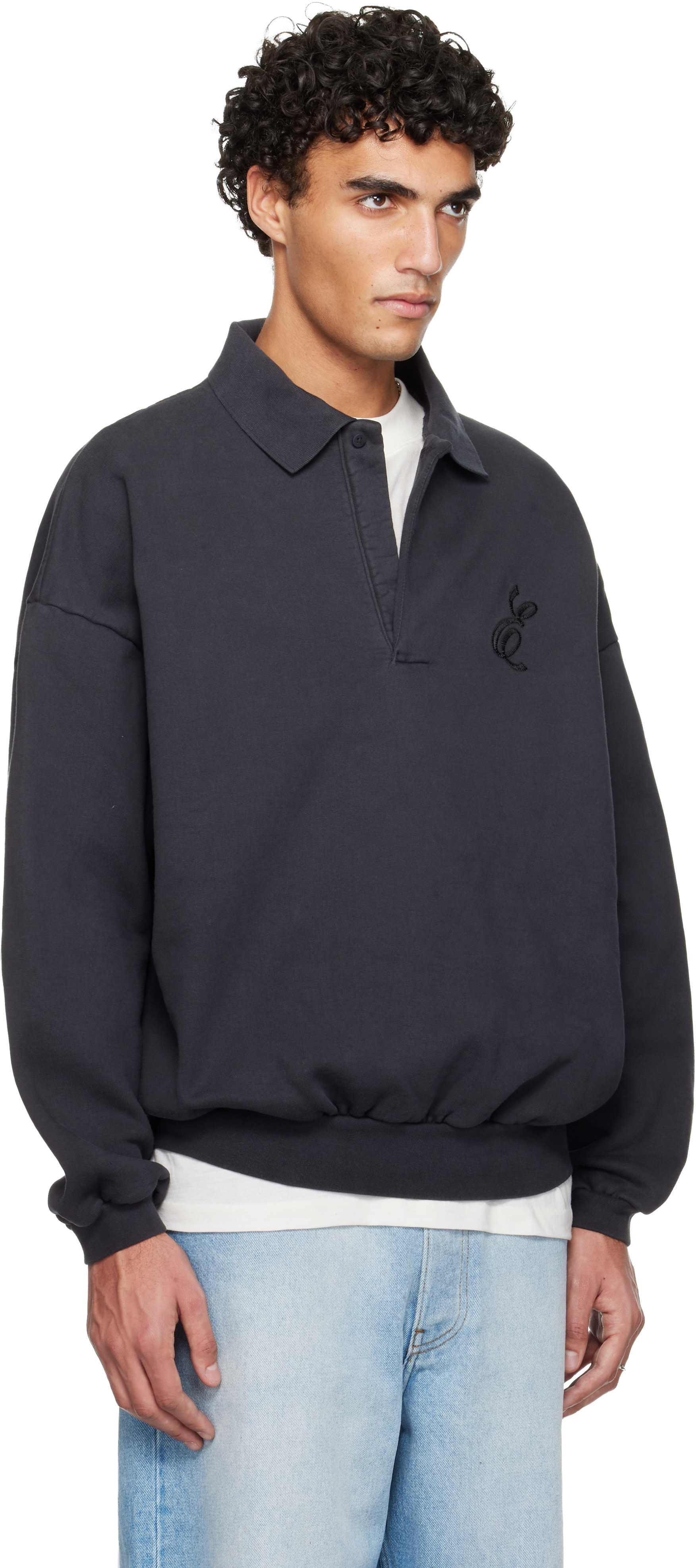 Fear of God ESSENTIALS: Black Holiday Embroidered Classic Polo