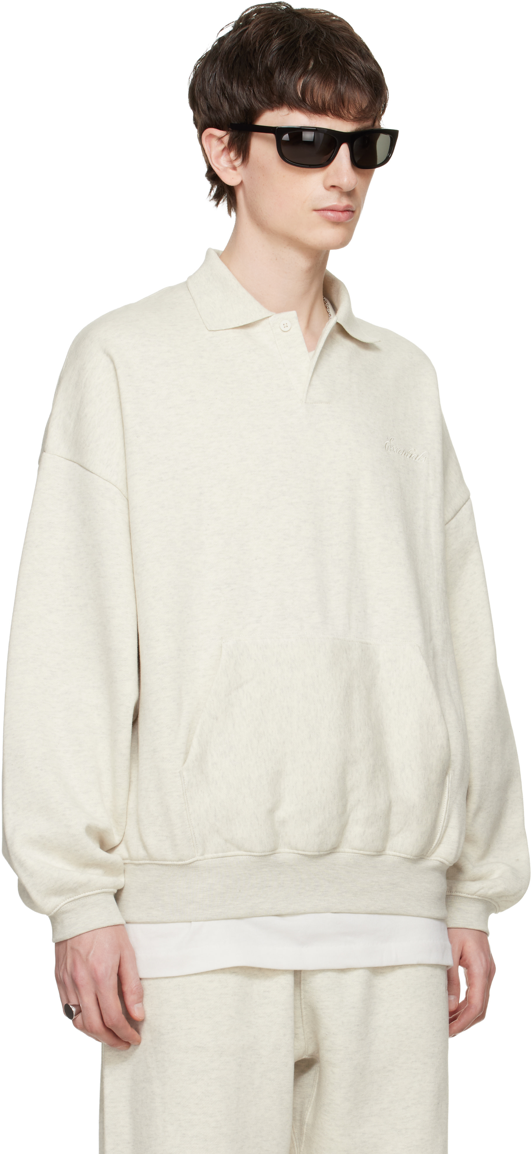 Fear of God ESSENTIALS - Pull molletonné de style polo 90s gris à logo