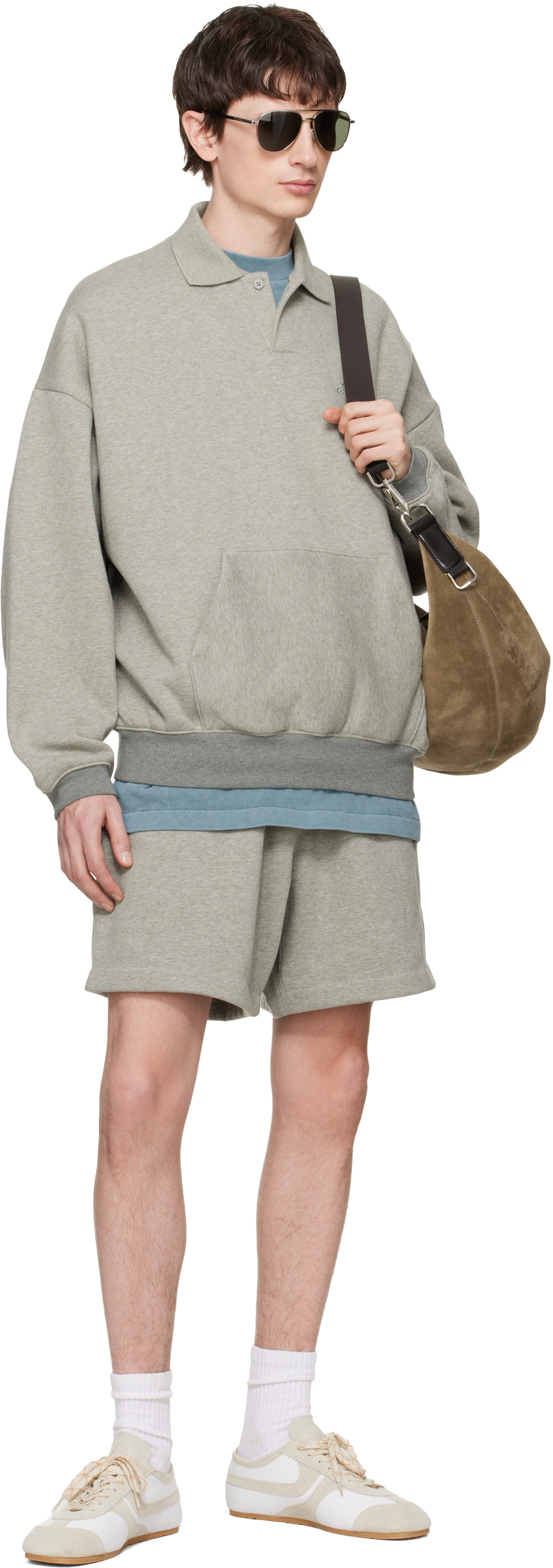Fear of God ESSENTIALS - 그레이 시그니처 90s 폴로 스웨트셔츠