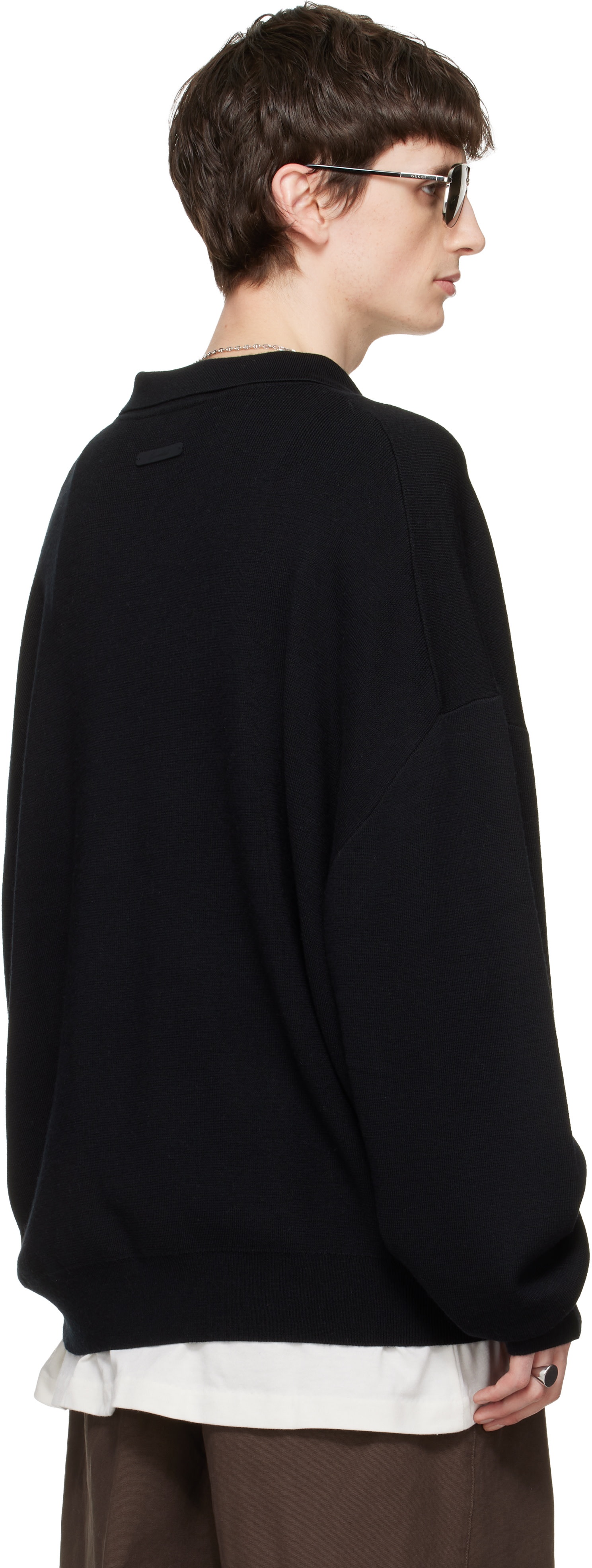 Fear of God ESSENTIALS: Black Signature 90s Knit Polo | SSENSE