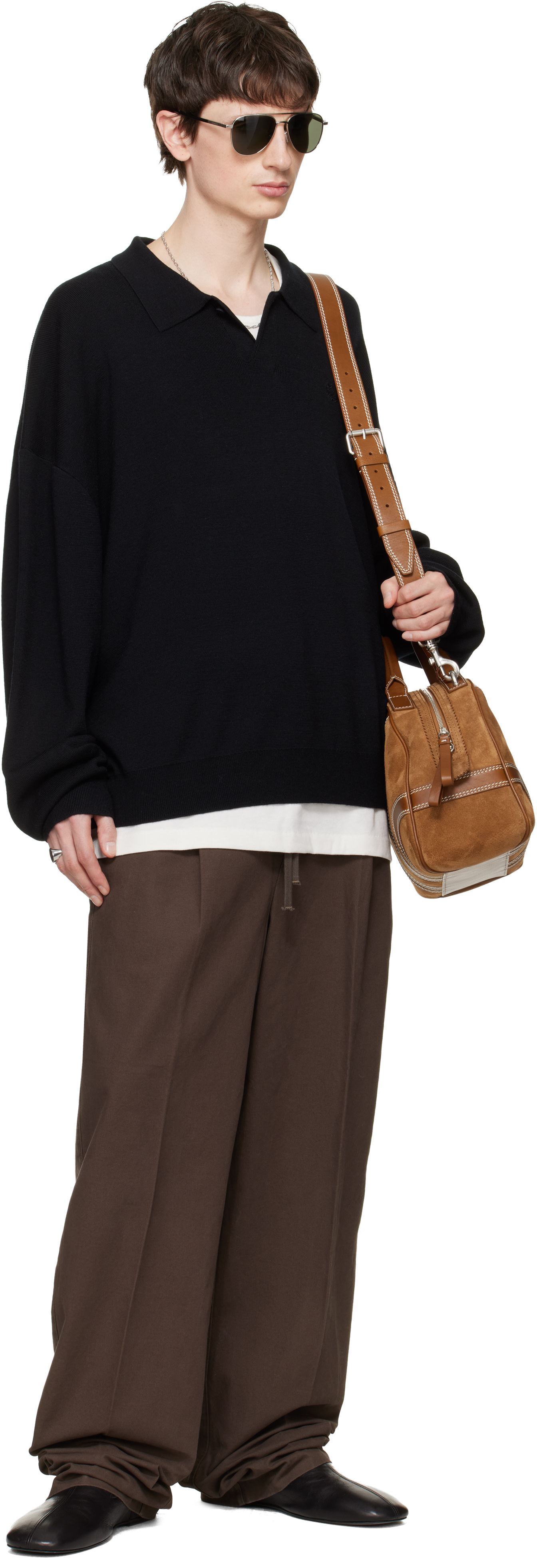 Fear of God ESSENTIALS: Black Signature 90s Knit Polo | SSENSE