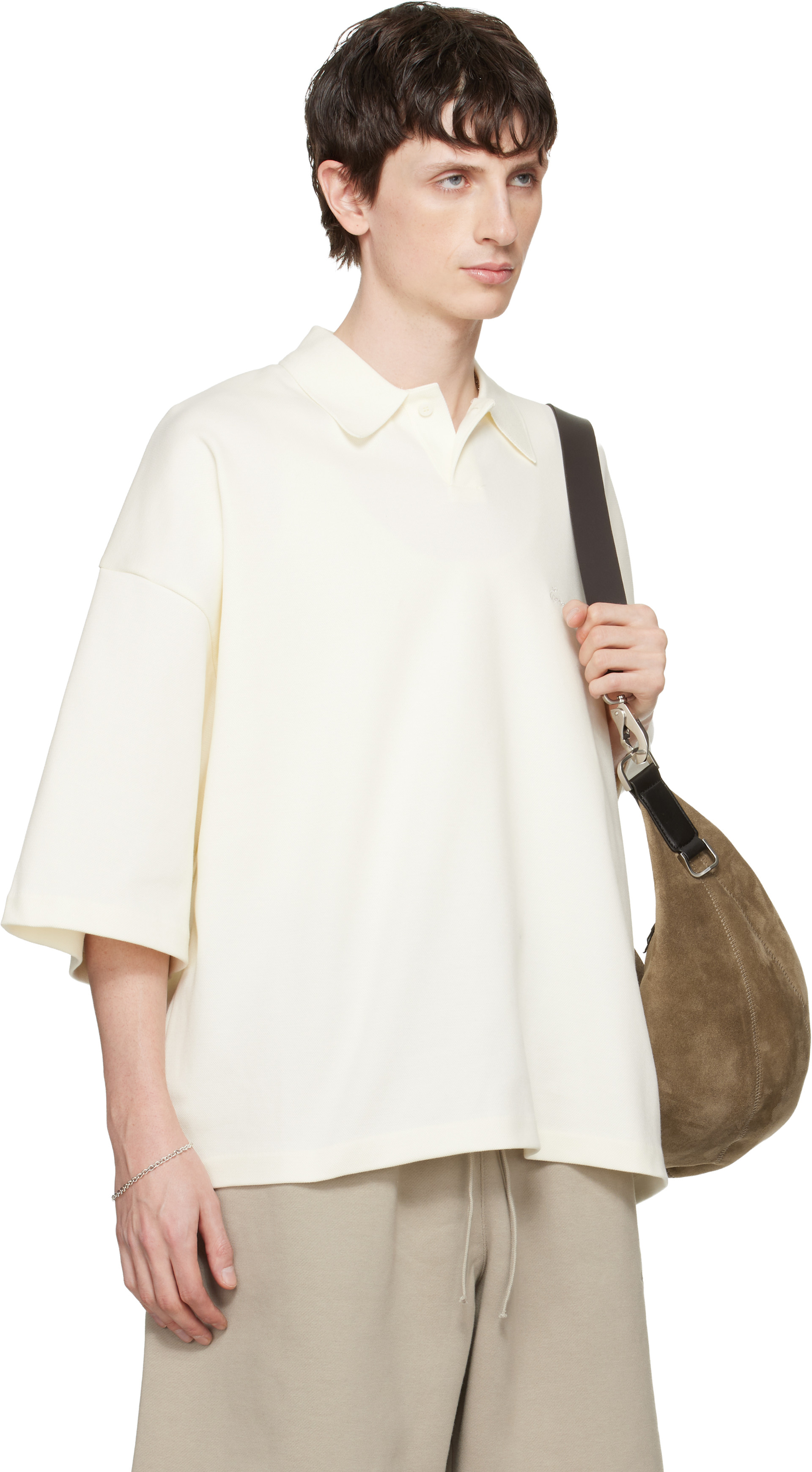 Fear of God ESSENTIALS - Polo écourté 90s blanc cassé à logo