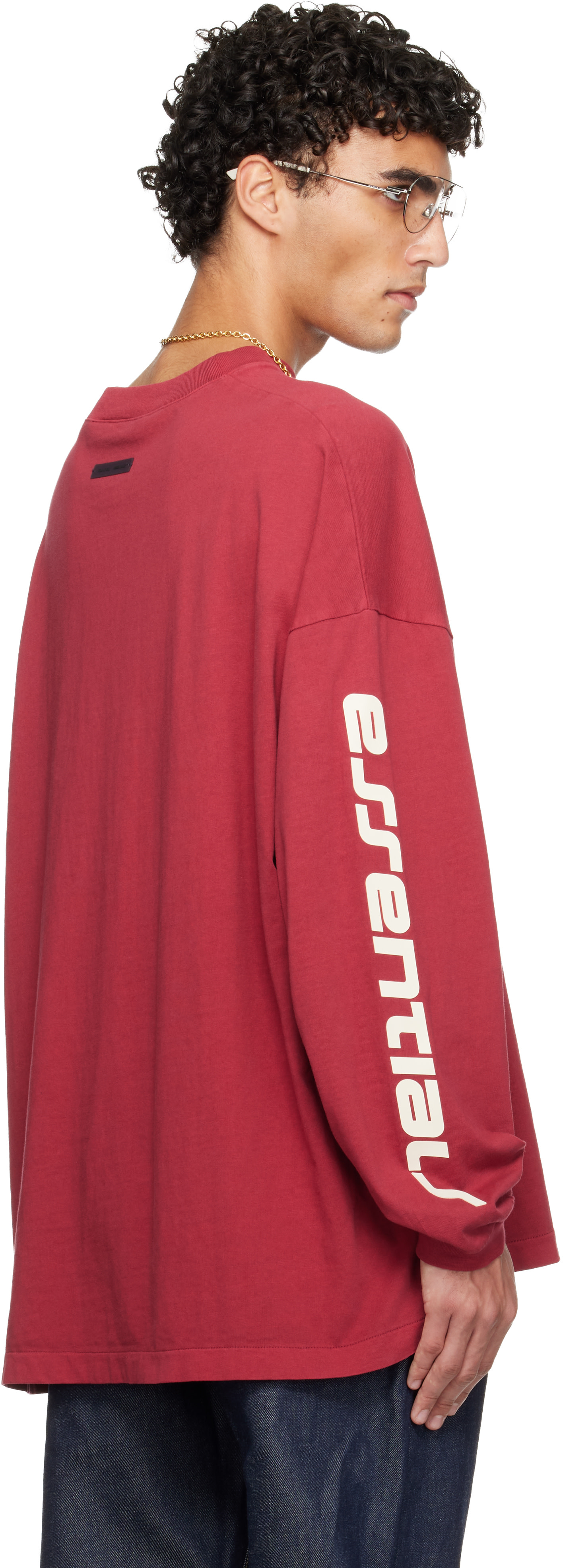 Fear of God ESSENTIALS: Red Holiday 90s Long Sleeve T-shirt | SSENSE
