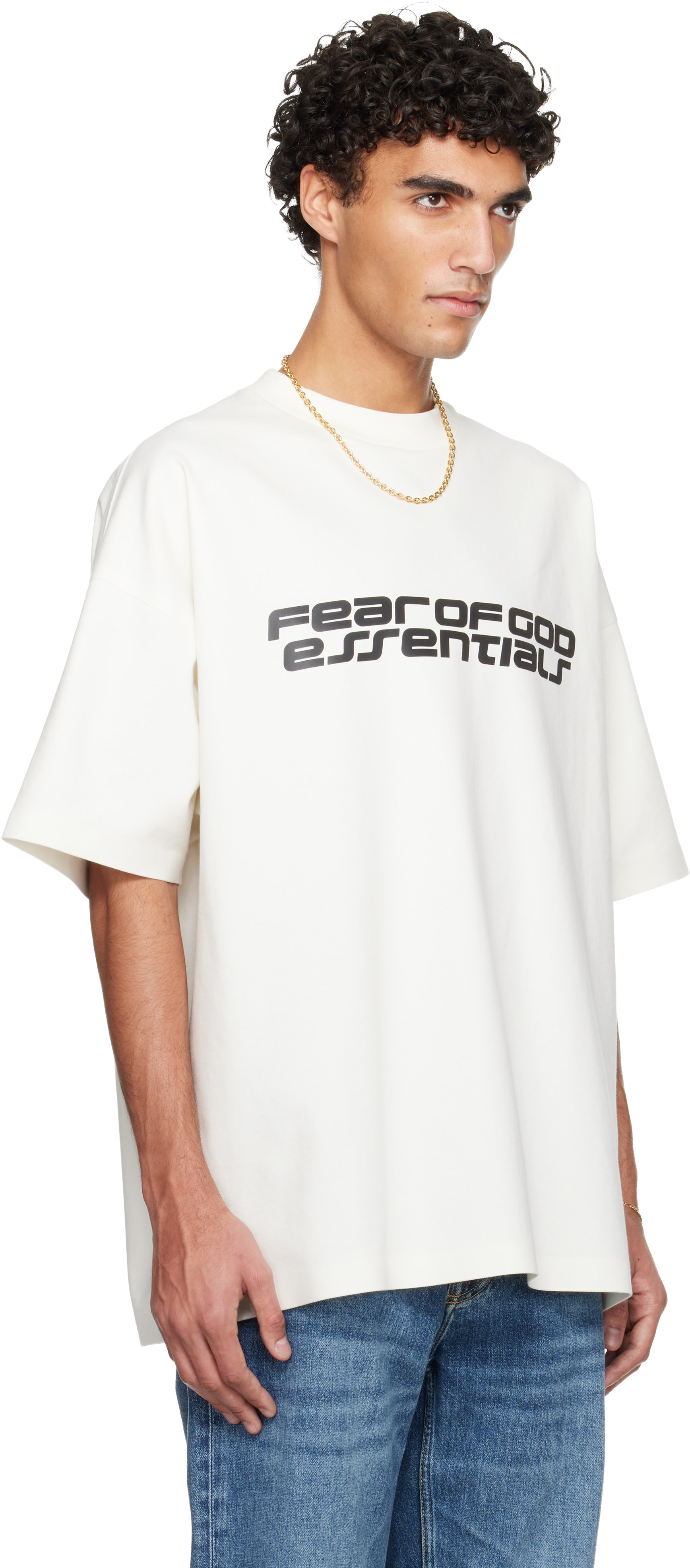 Fear of God ESSENTIALS - 오프 화이트 홀리데이 폰테 90s 티셔츠