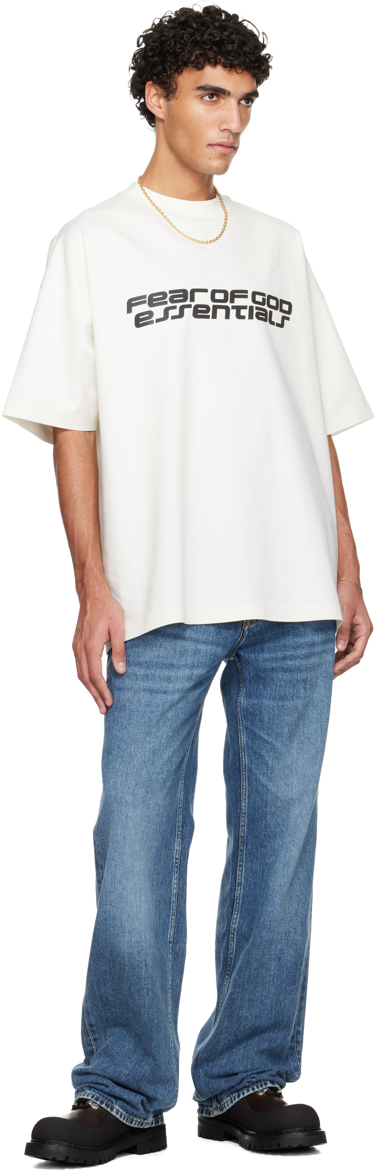 Fear of God ESSENTIALS - 오프 화이트 홀리데이 폰테 90s 티셔츠