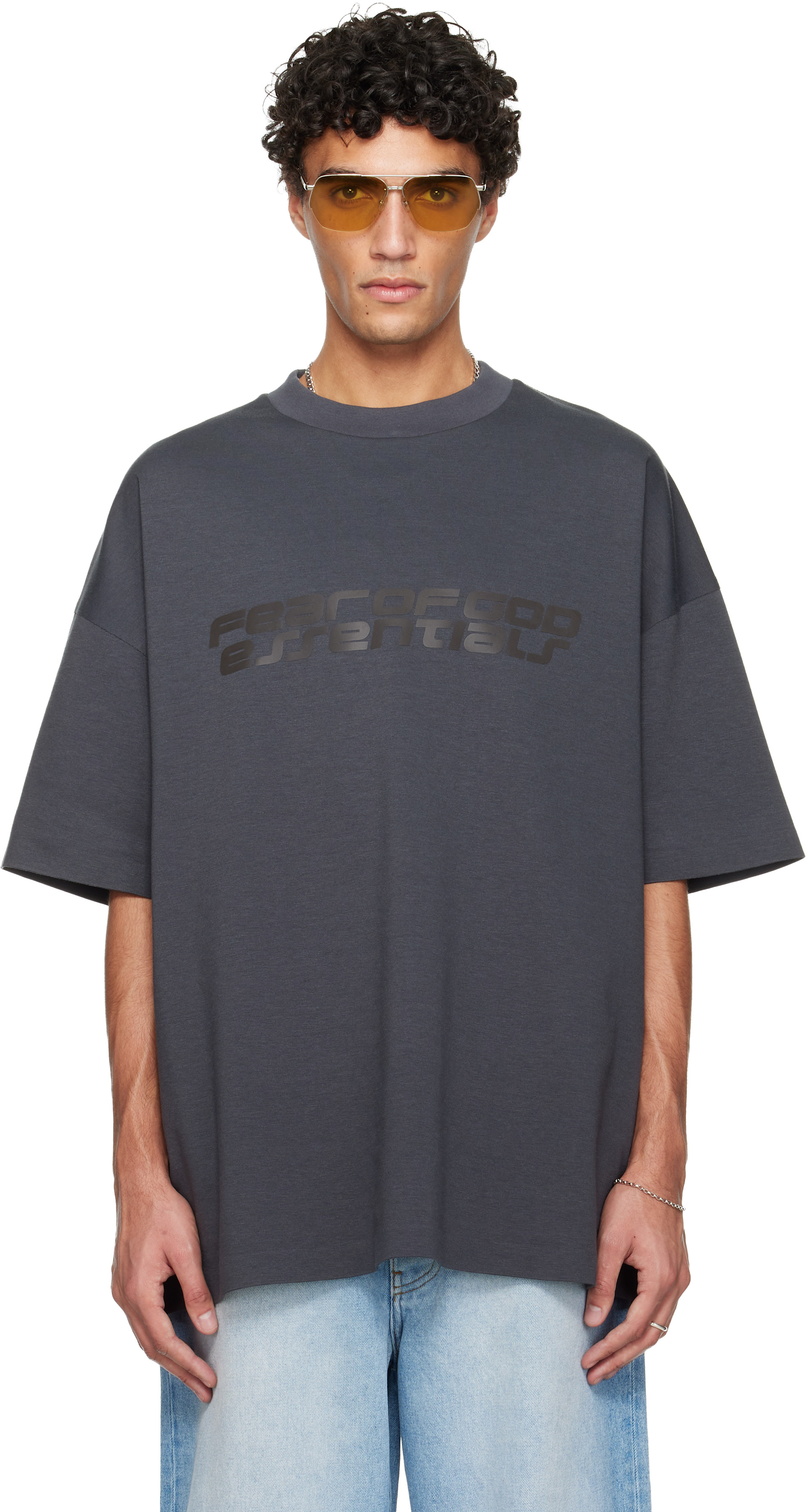 Fear of God ESSENTIALS: Gray Holiday 90s Short Sleeve T-shirt | SSENSE