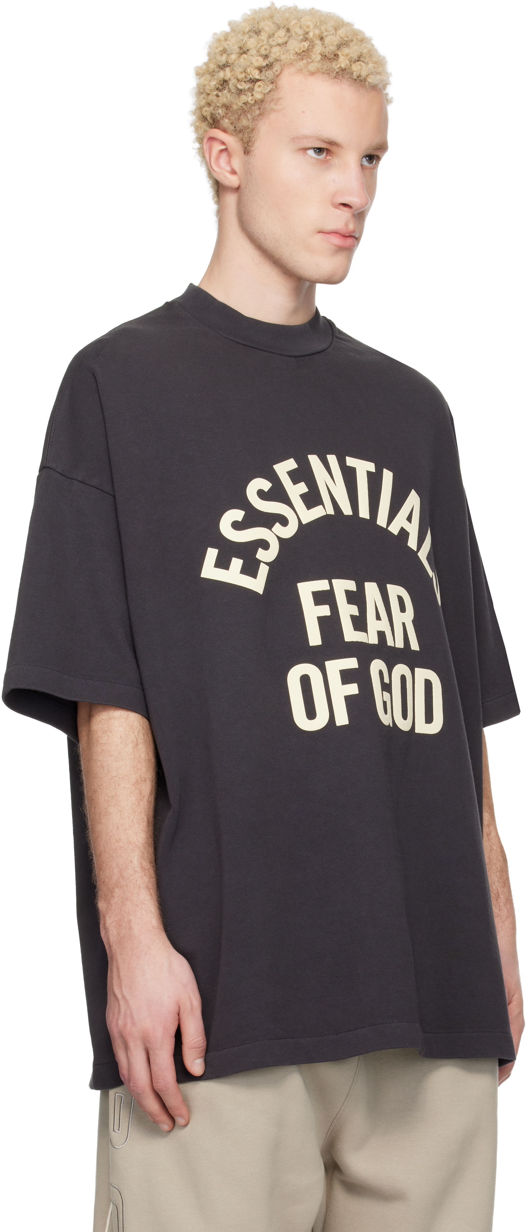 Fear of God ESSENTIALS: Black Campus 90s Short Sleeve T-shirt | SSENSE