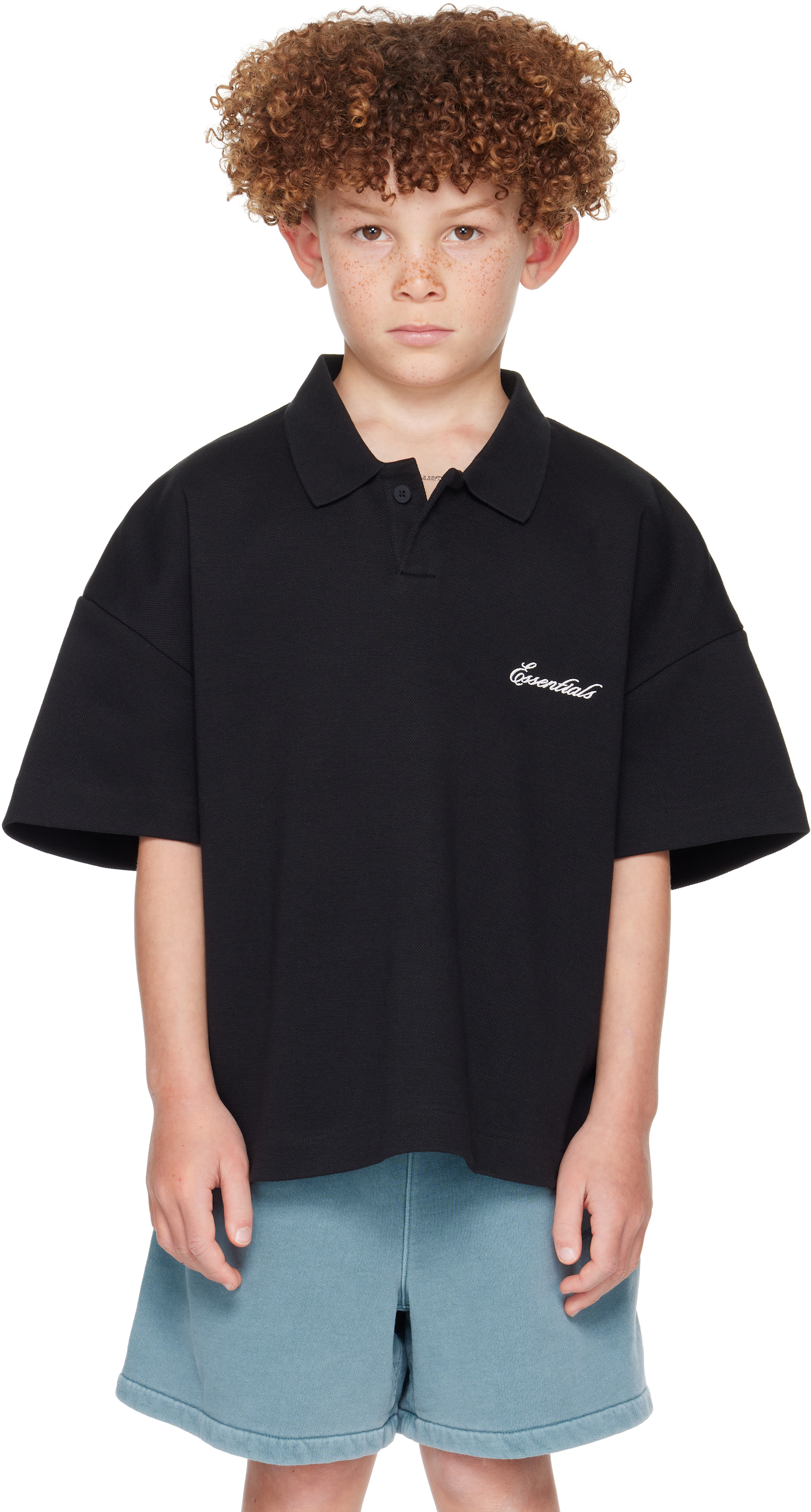 Fear of God ESSENTIALS: Kids Black Signature Classic Short Sleeve 