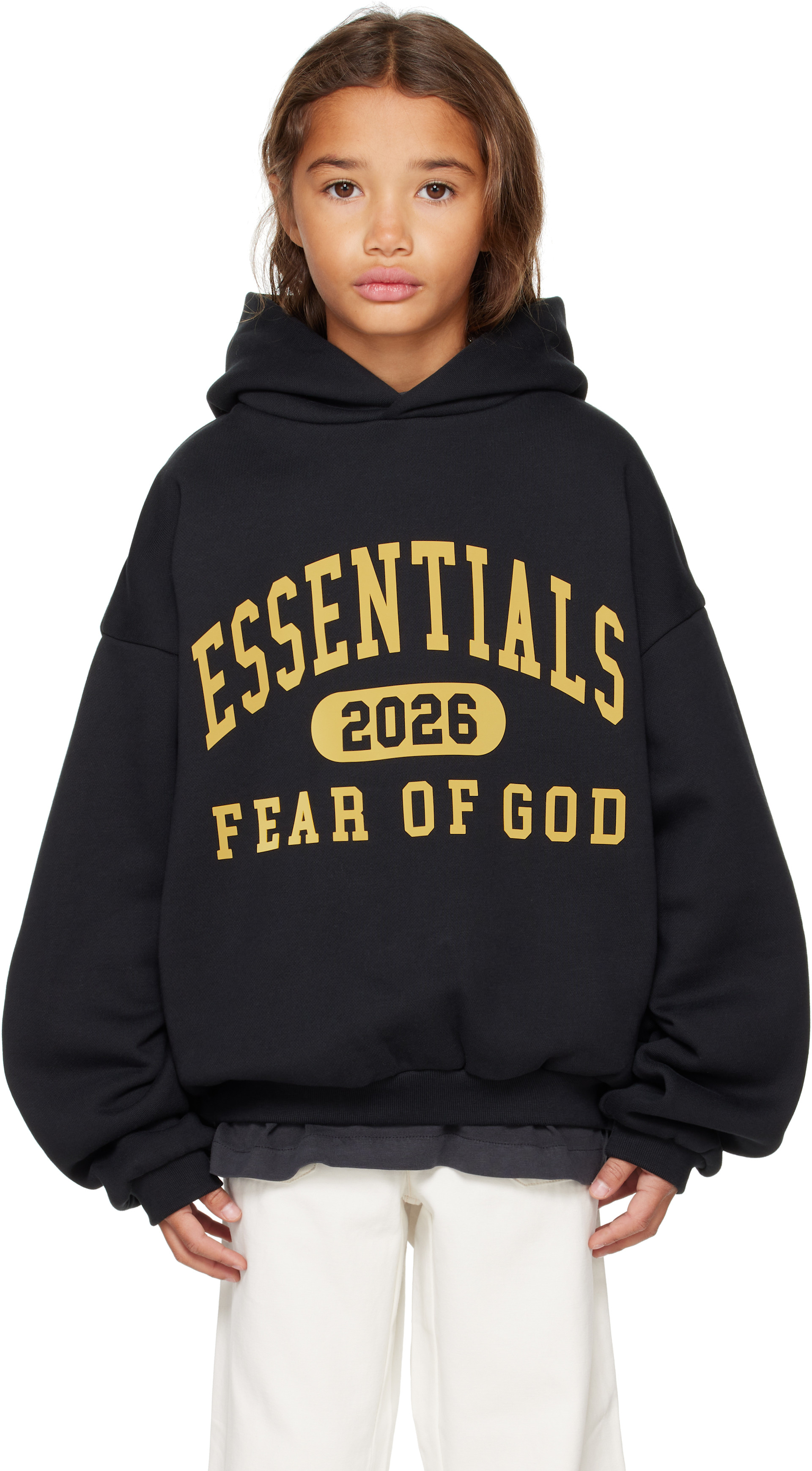 Fear of God ESSENTIALS: Kids Black Holiday Classic Hoodie | SSENSE