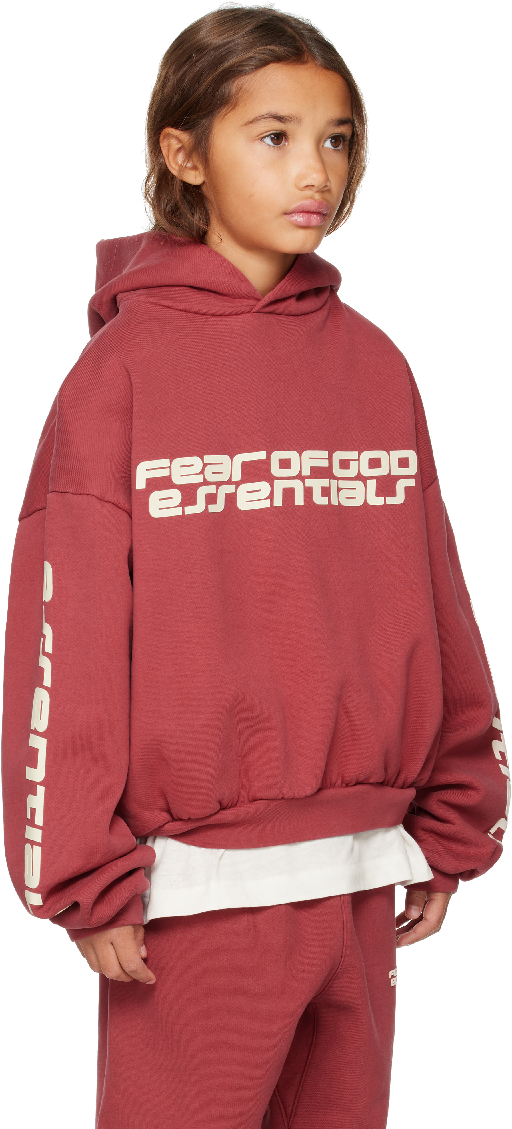 Fear of God ESSENTIALS - 키즈 레드 홀리데이 클래식 후디