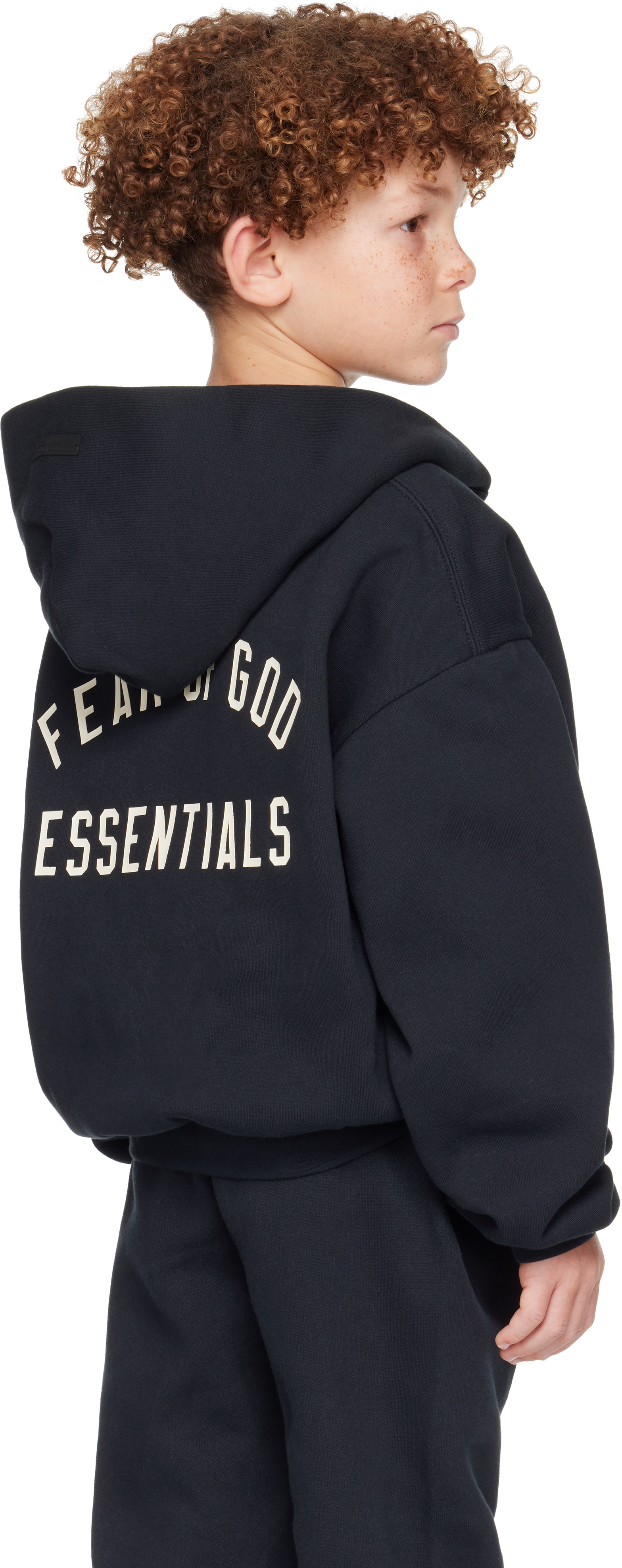 Fear of God ESSENTIALS - 키즈 블랙 클래식 집업 후디