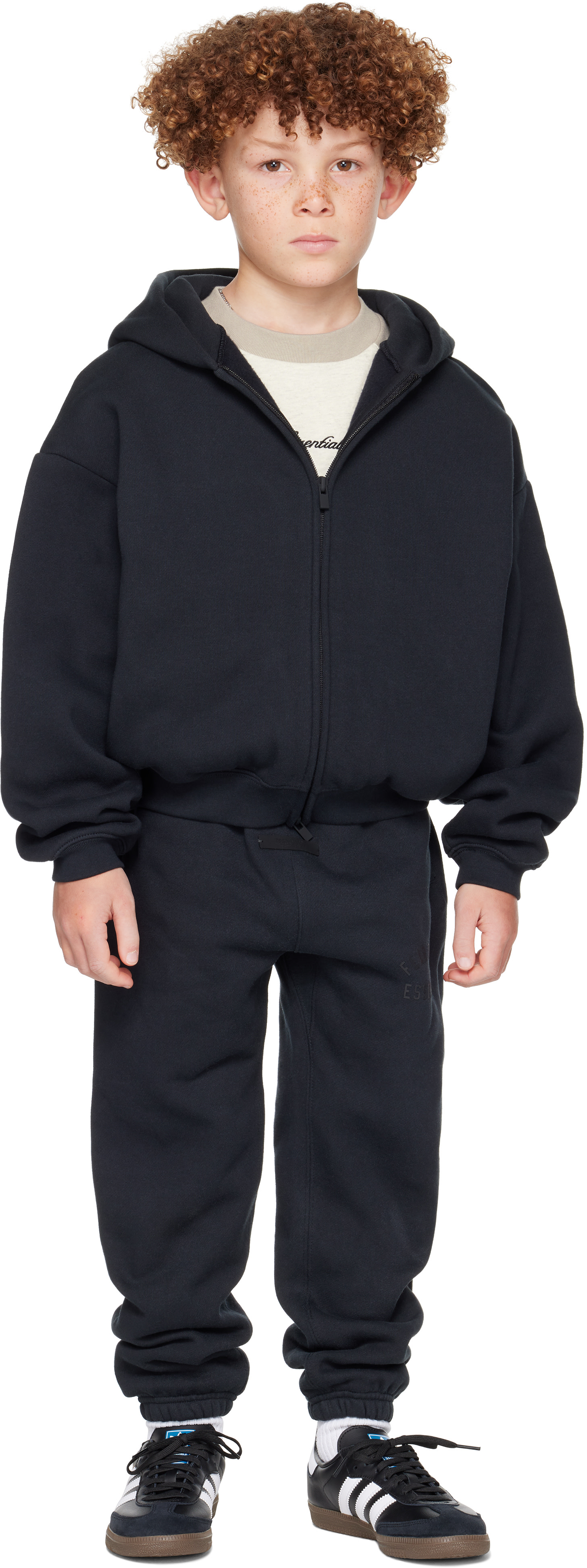 Fear of God ESSENTIALS - 키즈 블랙 클래식 집업 후디