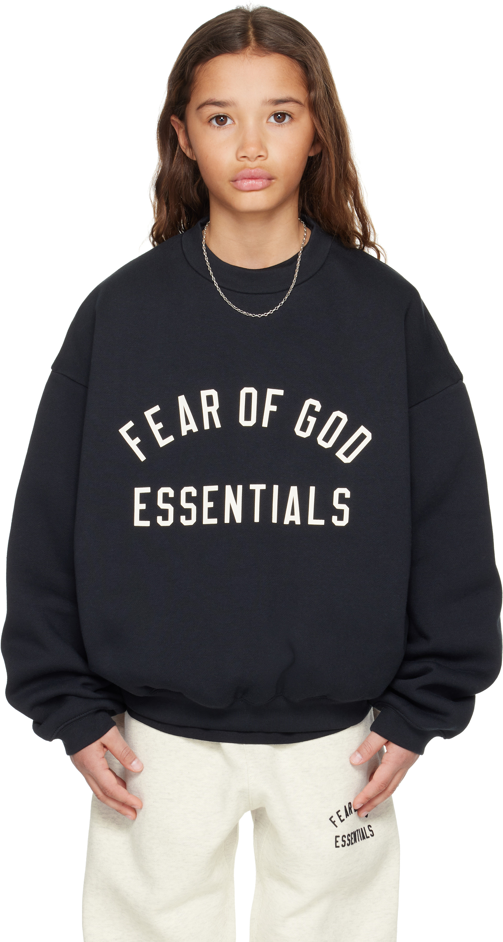 Fear of God ESSENTIALS - Enfant | Pull molletonné noir à col ras du cou