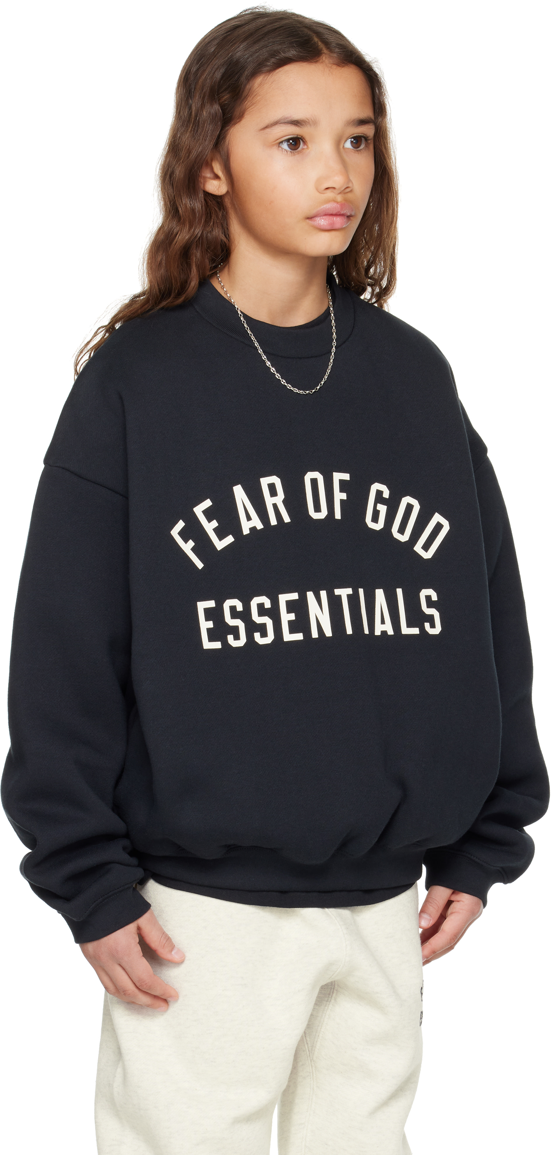 Fear of God ESSENTIALS - Enfant | Pull molletonné noir à col ras du cou