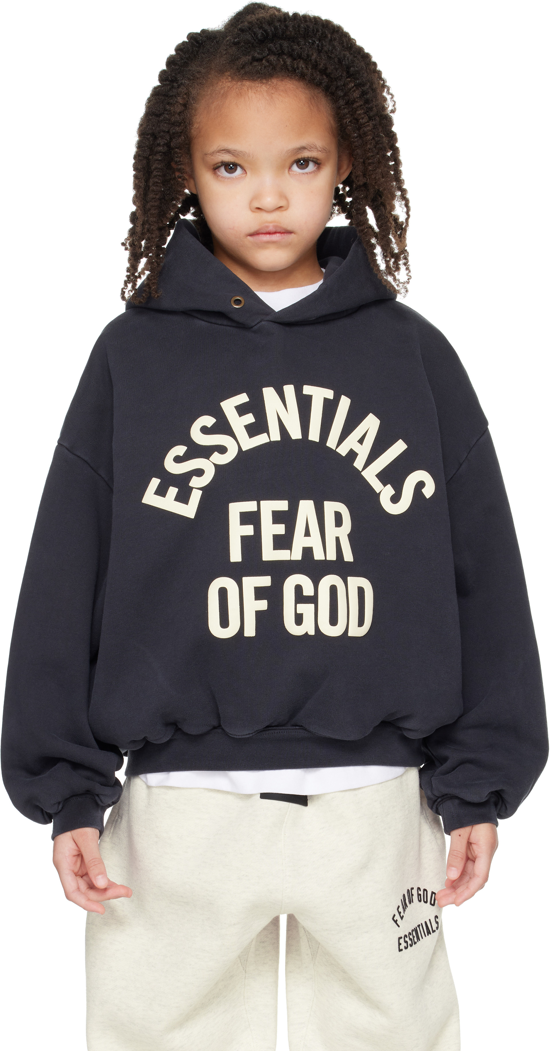 Fear of God ESSENTIALS - Enfant | Pull à capuche 90's noir à logo de style collégial