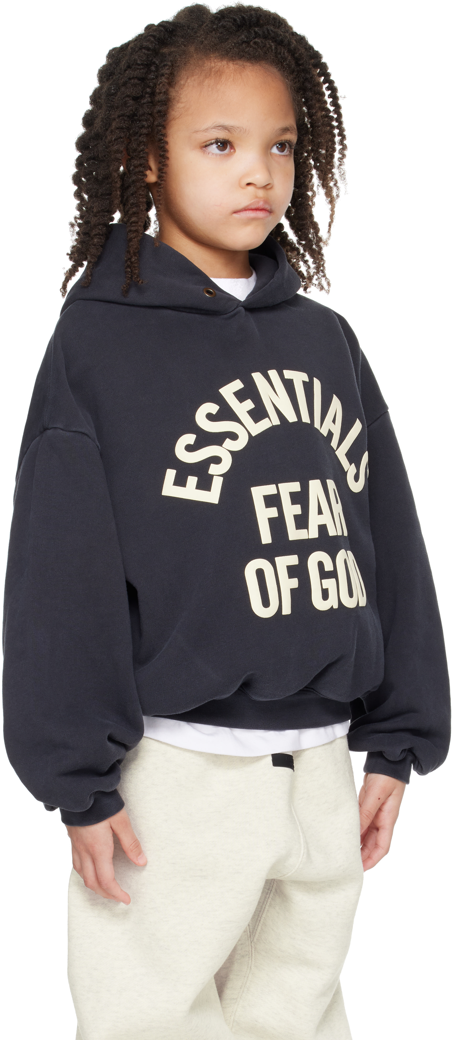 Fear of God ESSENTIALS - Enfant | Pull à capuche 90's noir à logo de style collégial