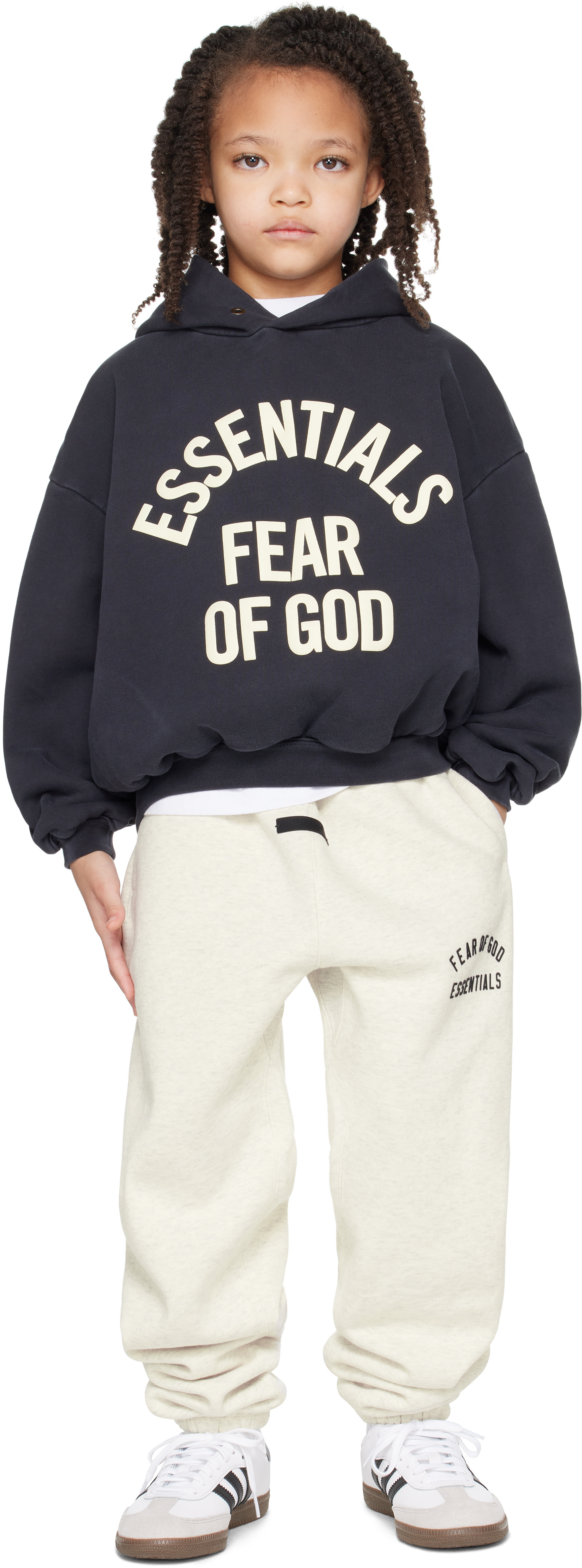 Fear of God ESSENTIALS - Enfant | Pull à capuche 90's noir à logo de style collégial
