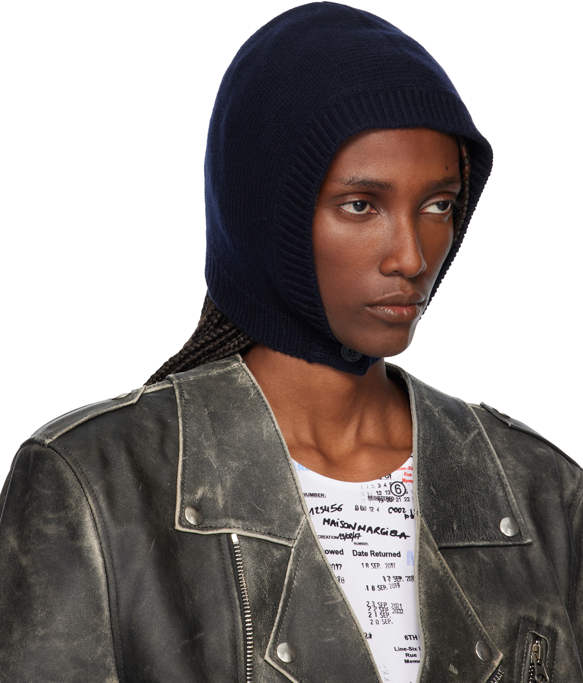 Vintage フード US NAVY WOOL HOOD MARGIELA Maison Margiela: Navy Wool Knit Hood | SSENSE Italy